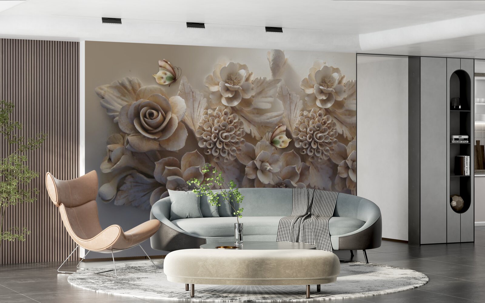 Фотошпалери набір великих квітів у кремових тонах