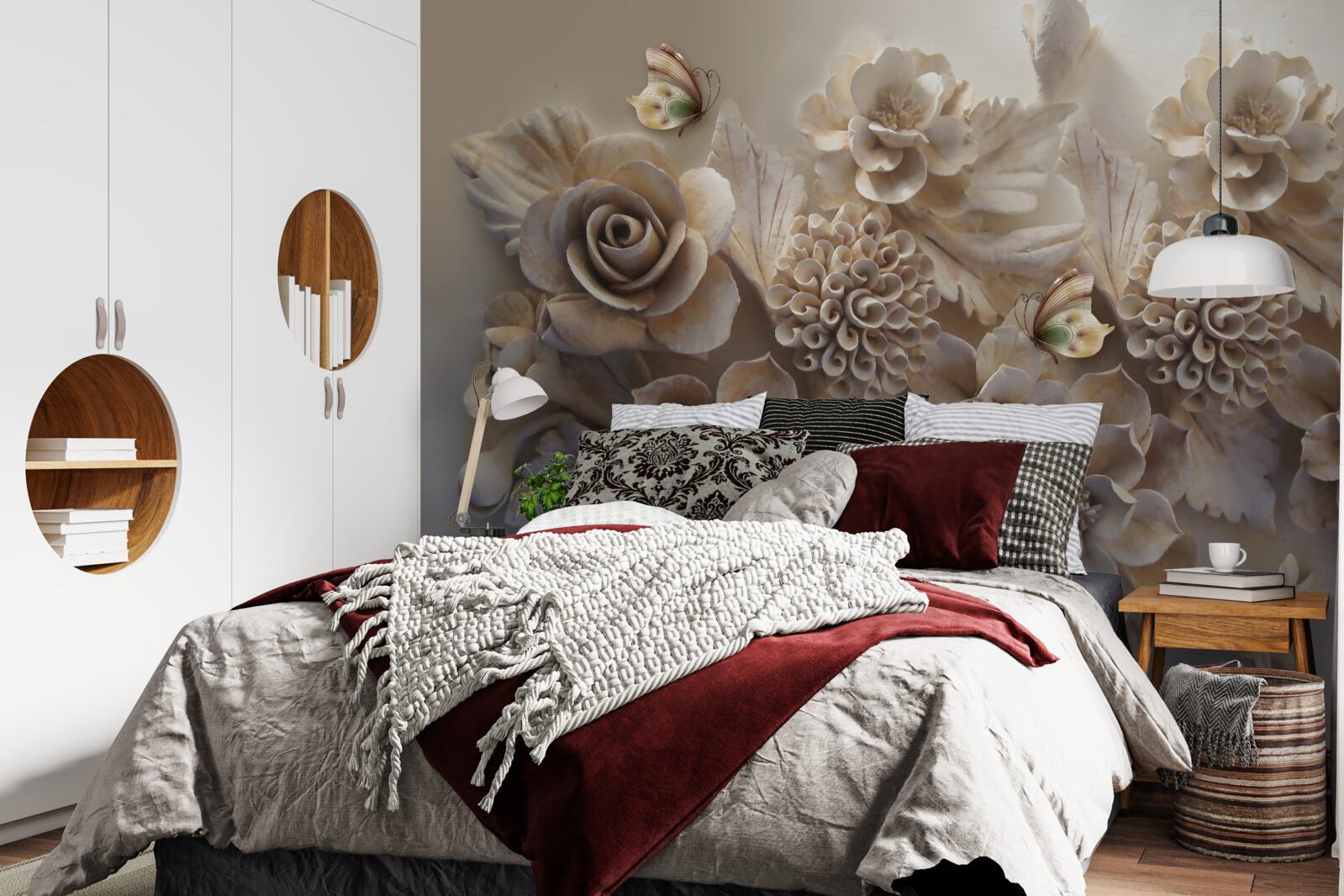 Фотошпалери набір великих квітів у кремових тонах