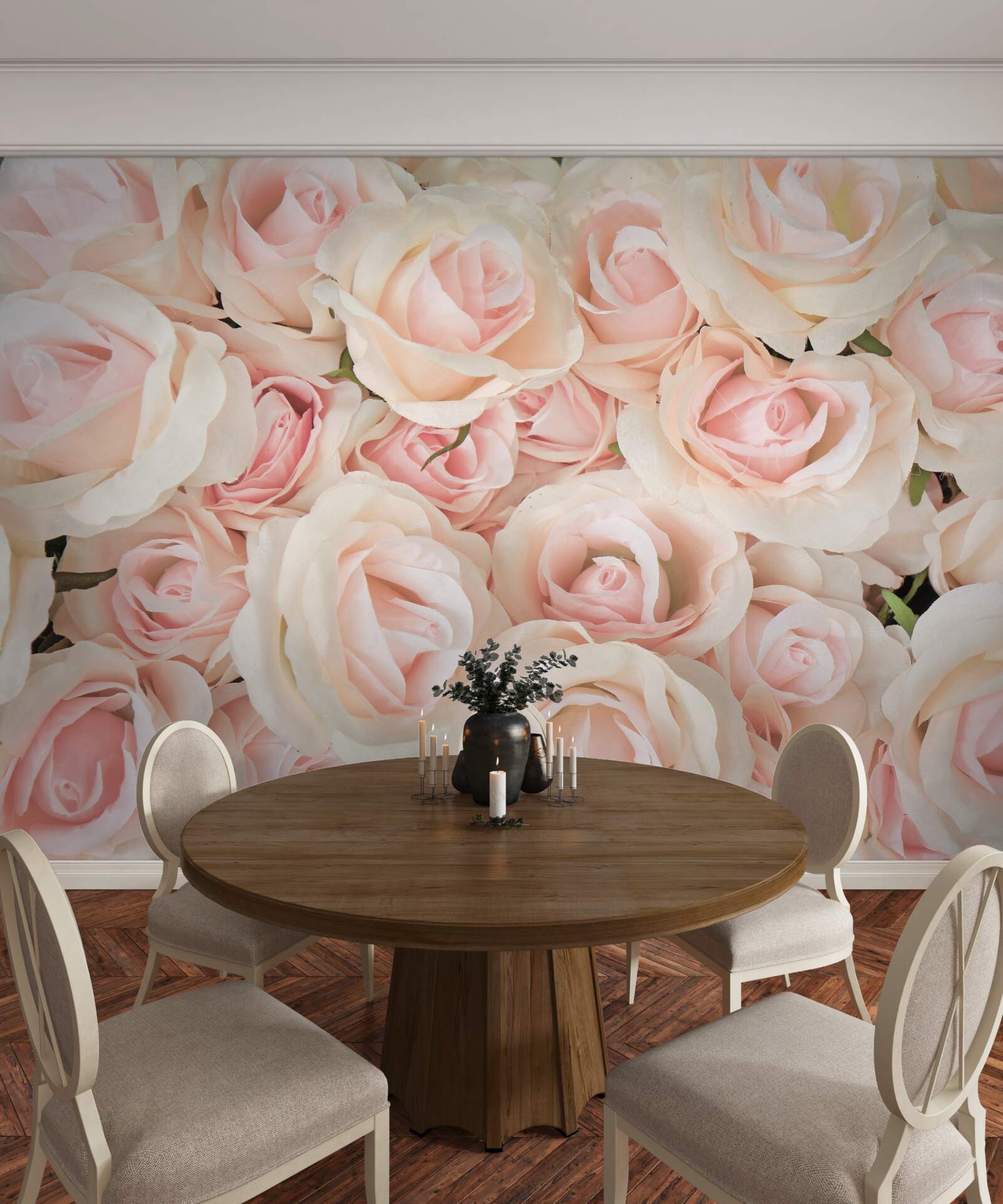 Фотошпалери багато ніжних рожевих троянд