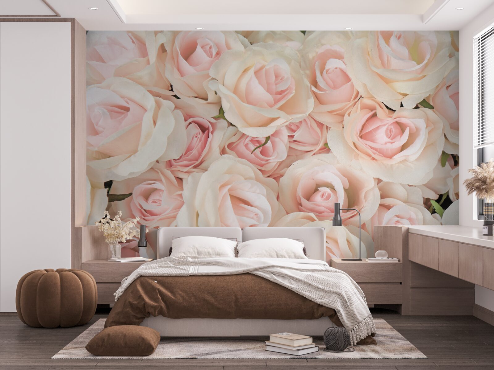Фотошпалери багато ніжних рожевих троянд