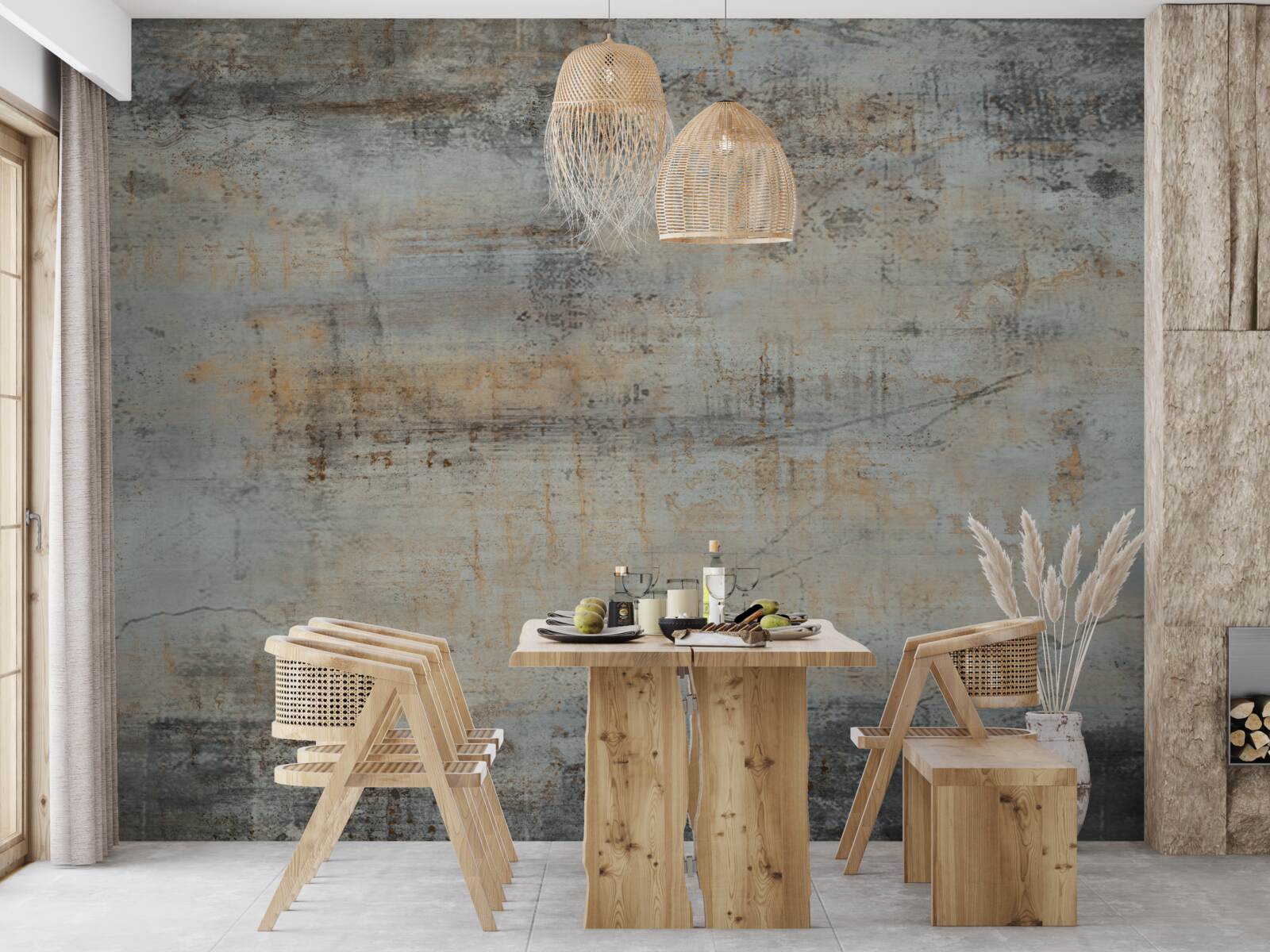 Фотошпалери сіра стіна, пошкоджена часом