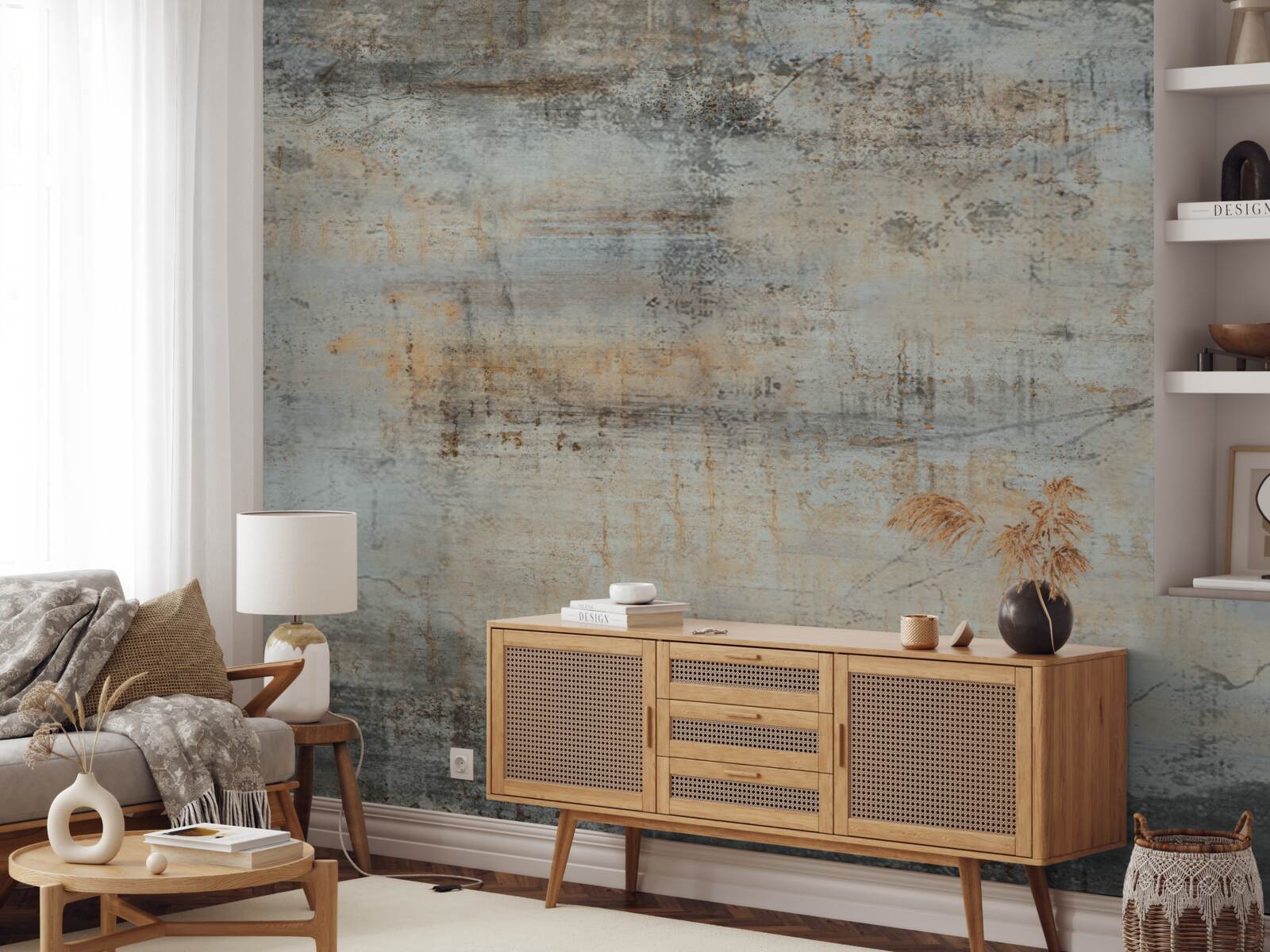 Фотошпалери сіра стіна, пошкоджена часом