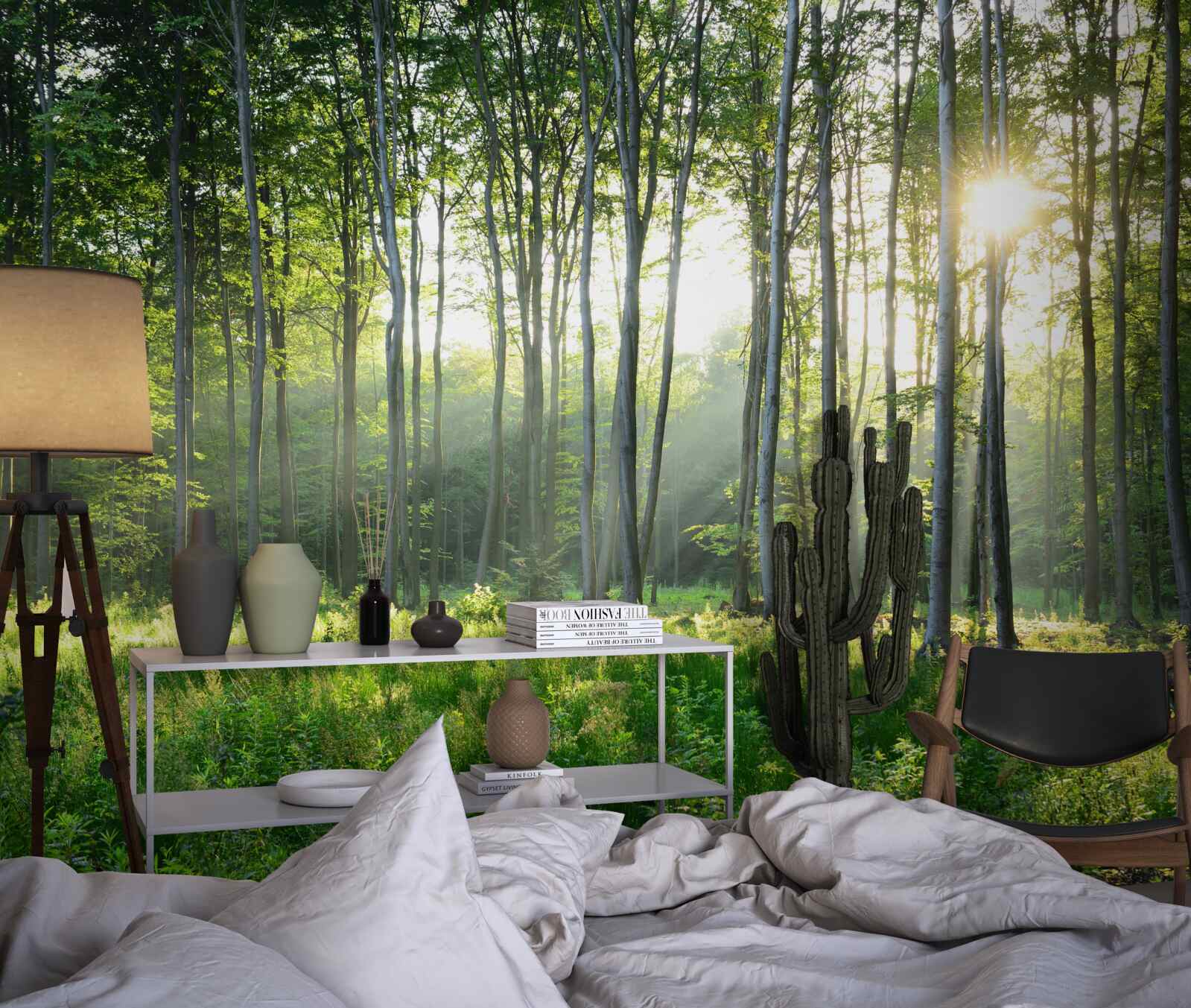 Фотошпалери місце на природі з видом на ранкове сонце в лісі