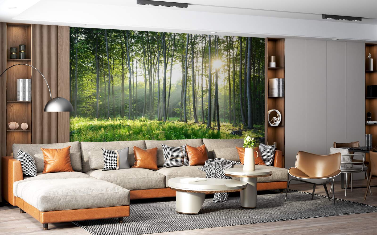 Фотошпалери місце на природі з видом на ранкове сонце в лісі