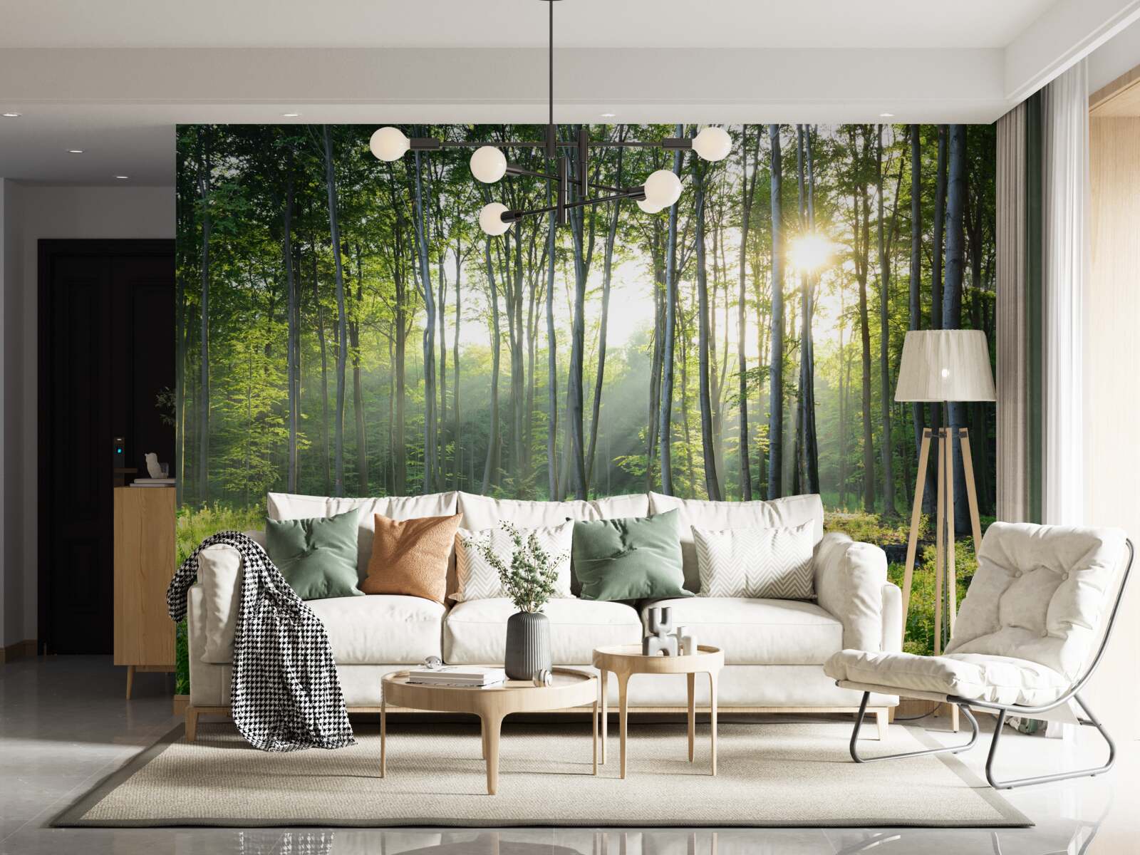 Фотошпалери місце на природі з видом на ранкове сонце в лісі