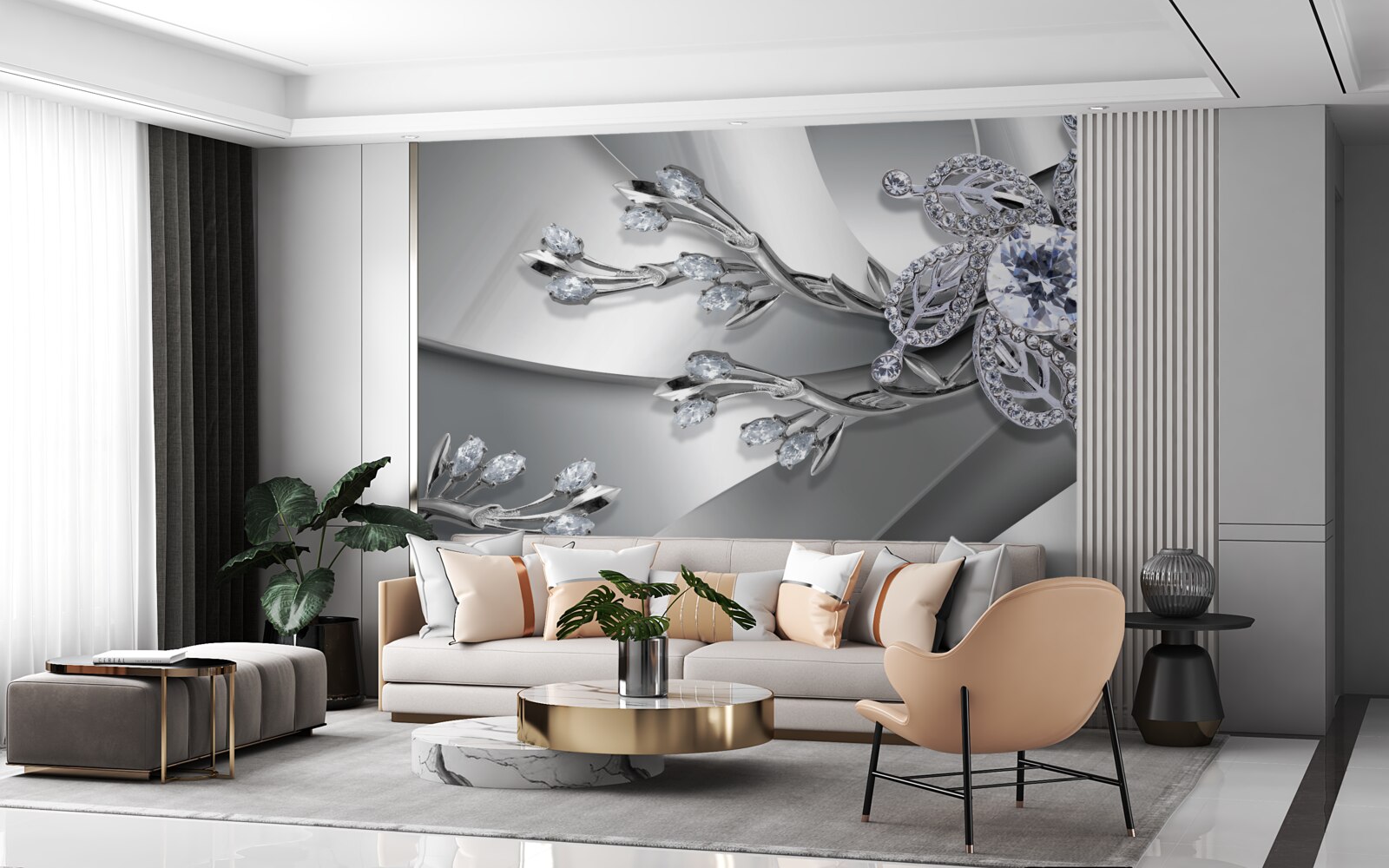 Фотошпалери бутон і гілки з каменів