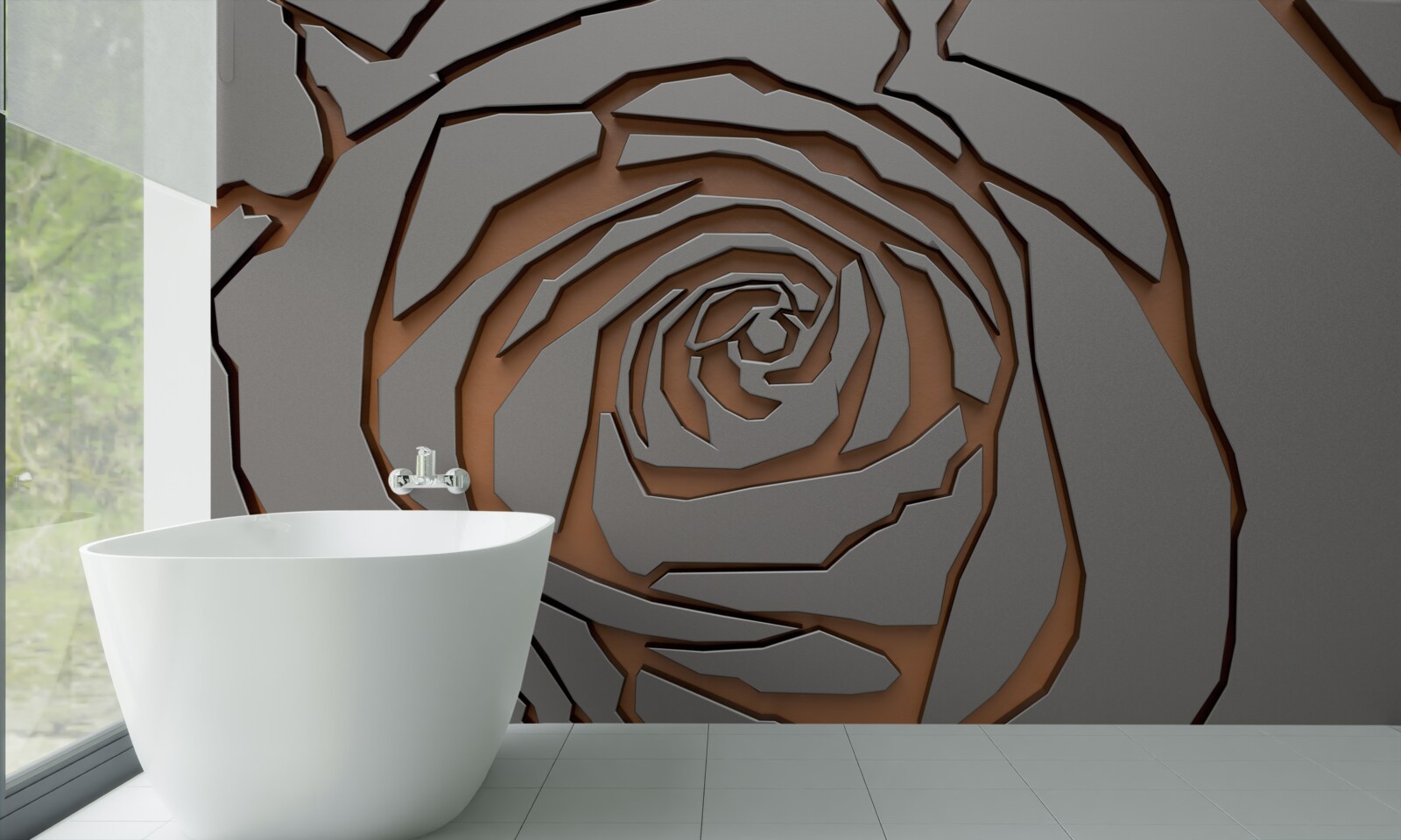 Фотошпалери на стіні підсвічується одна велика троянда