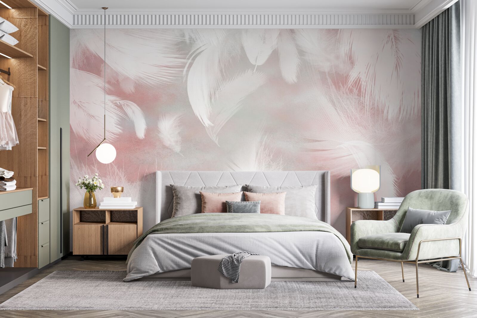 Фотошпалери м'який фон з пір'я