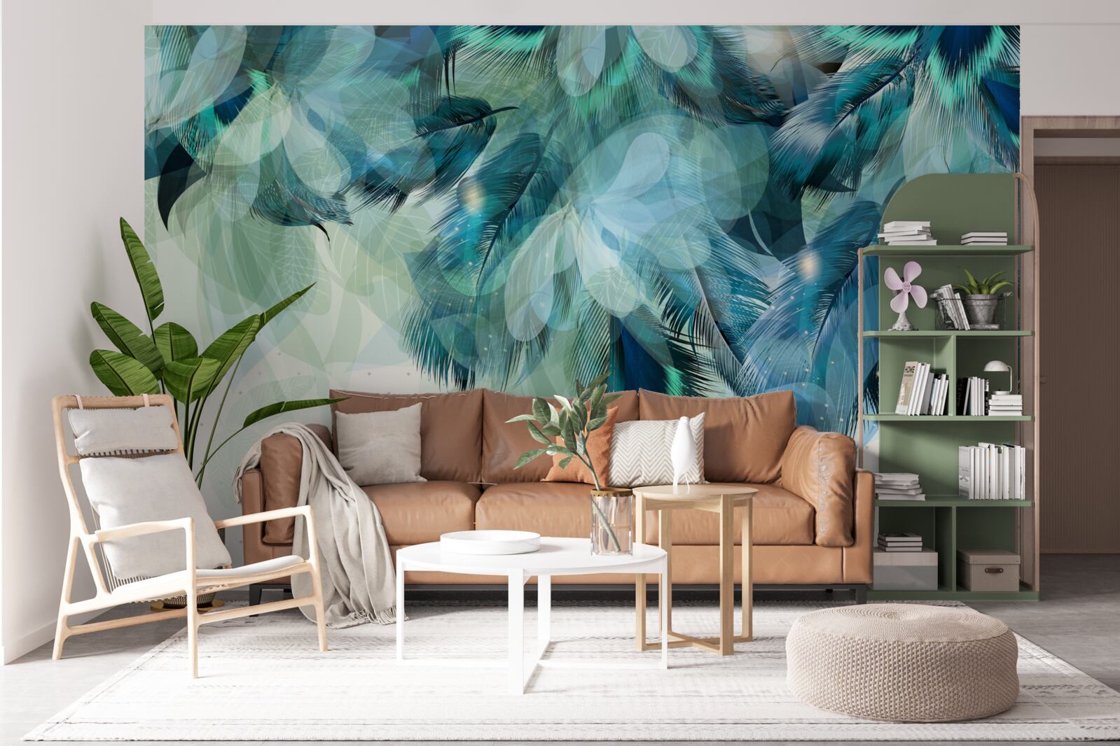 Фотошпалери павине пір'я у відтінку бірюзи