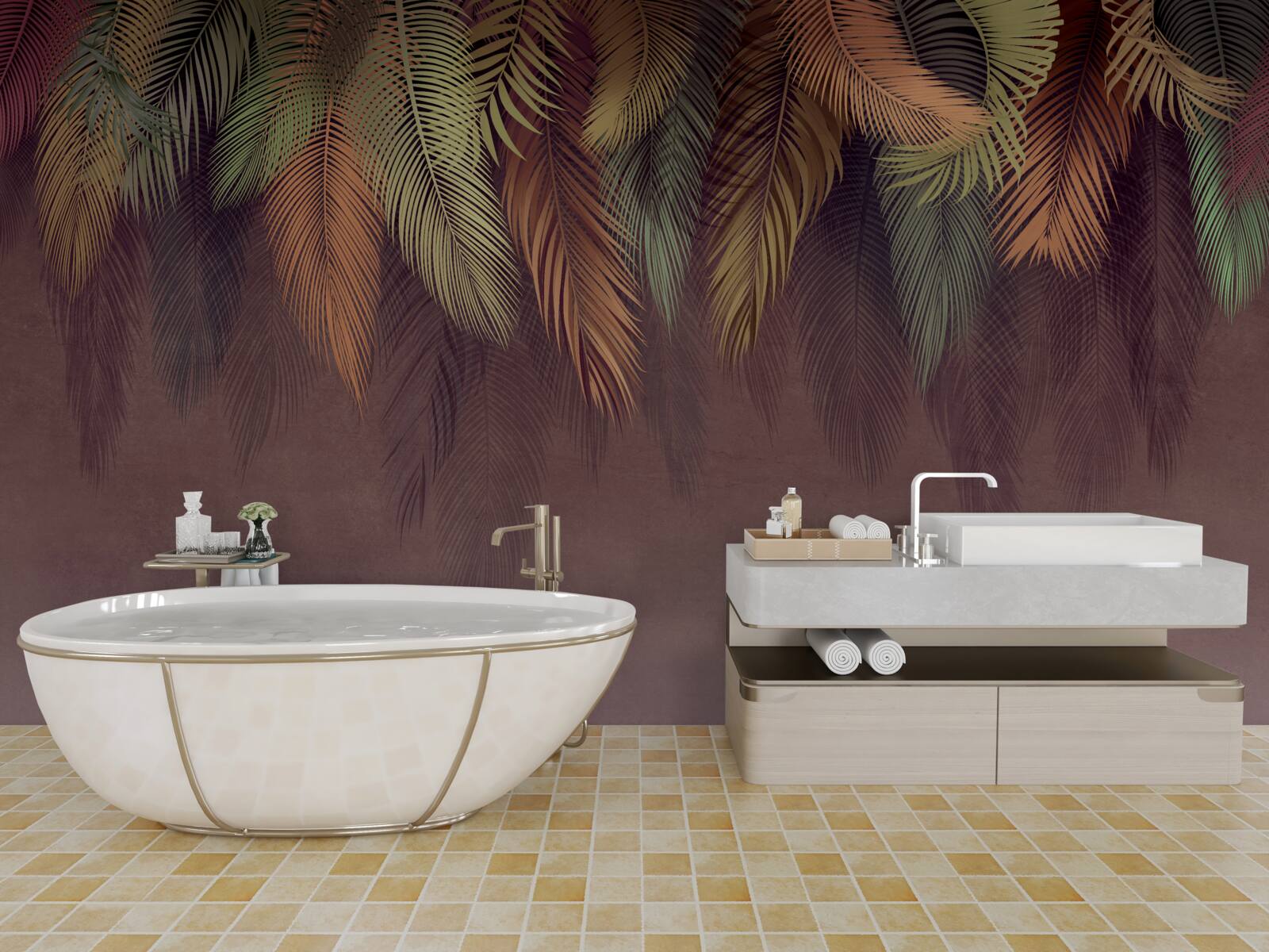 Фотошпалери розвісити пір'я різних кольорів