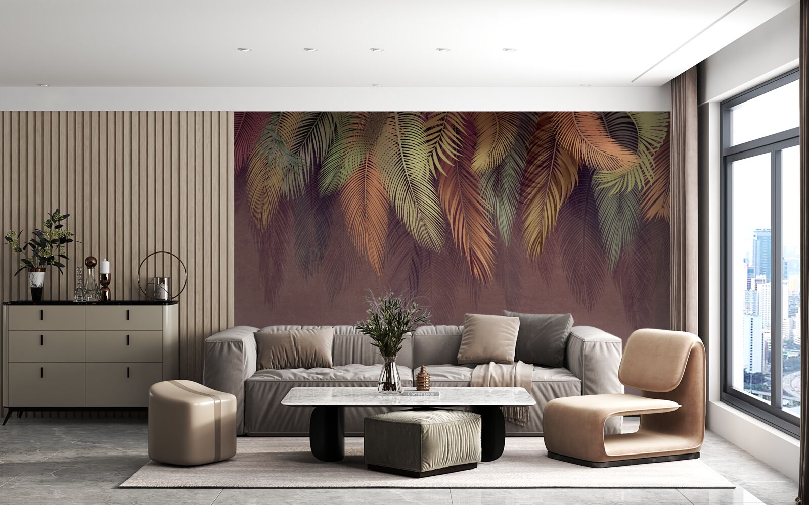 Фотошпалери розвісити пір'я різних кольорів