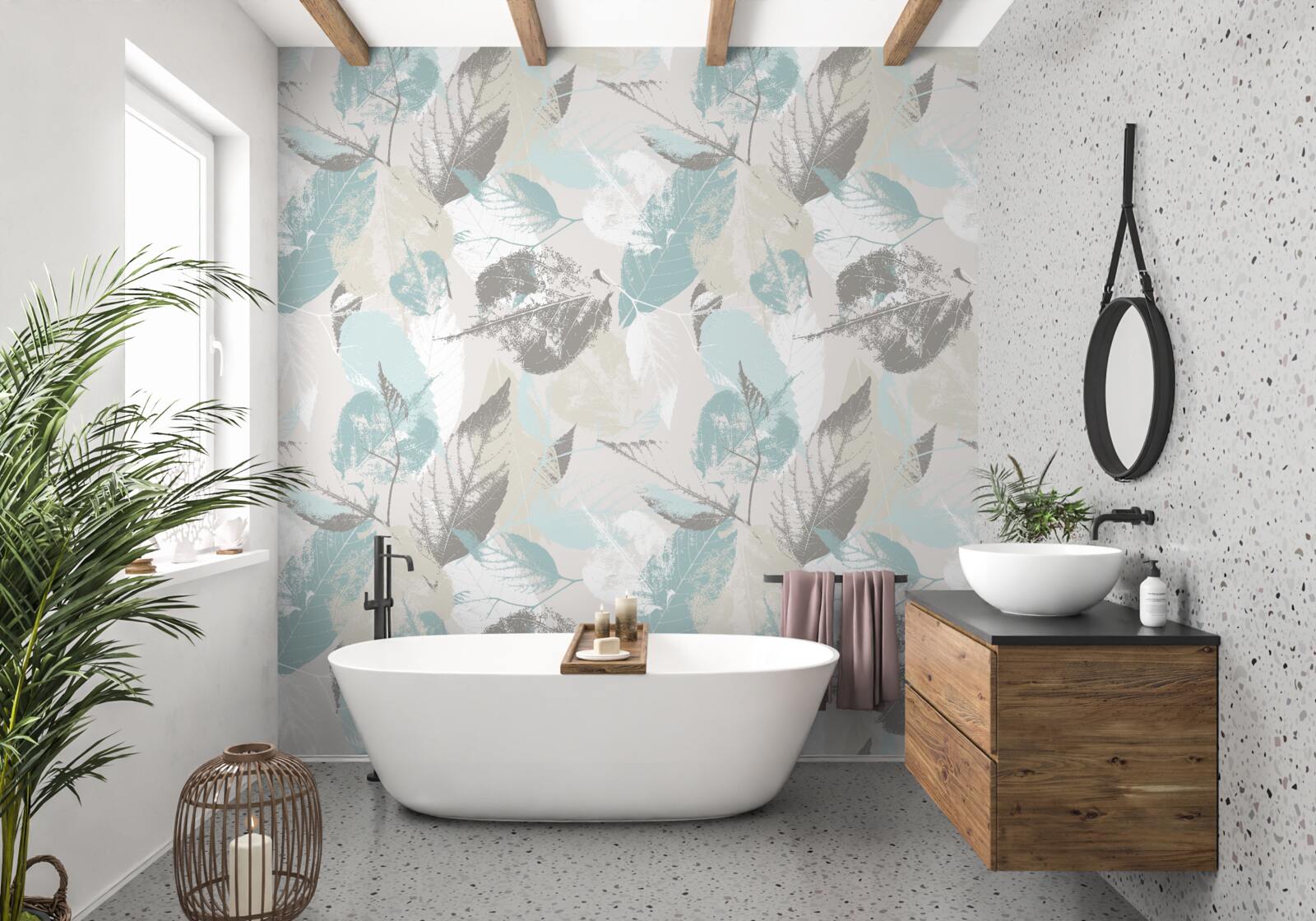 Фотошпалери листя намальоване мазками пензля