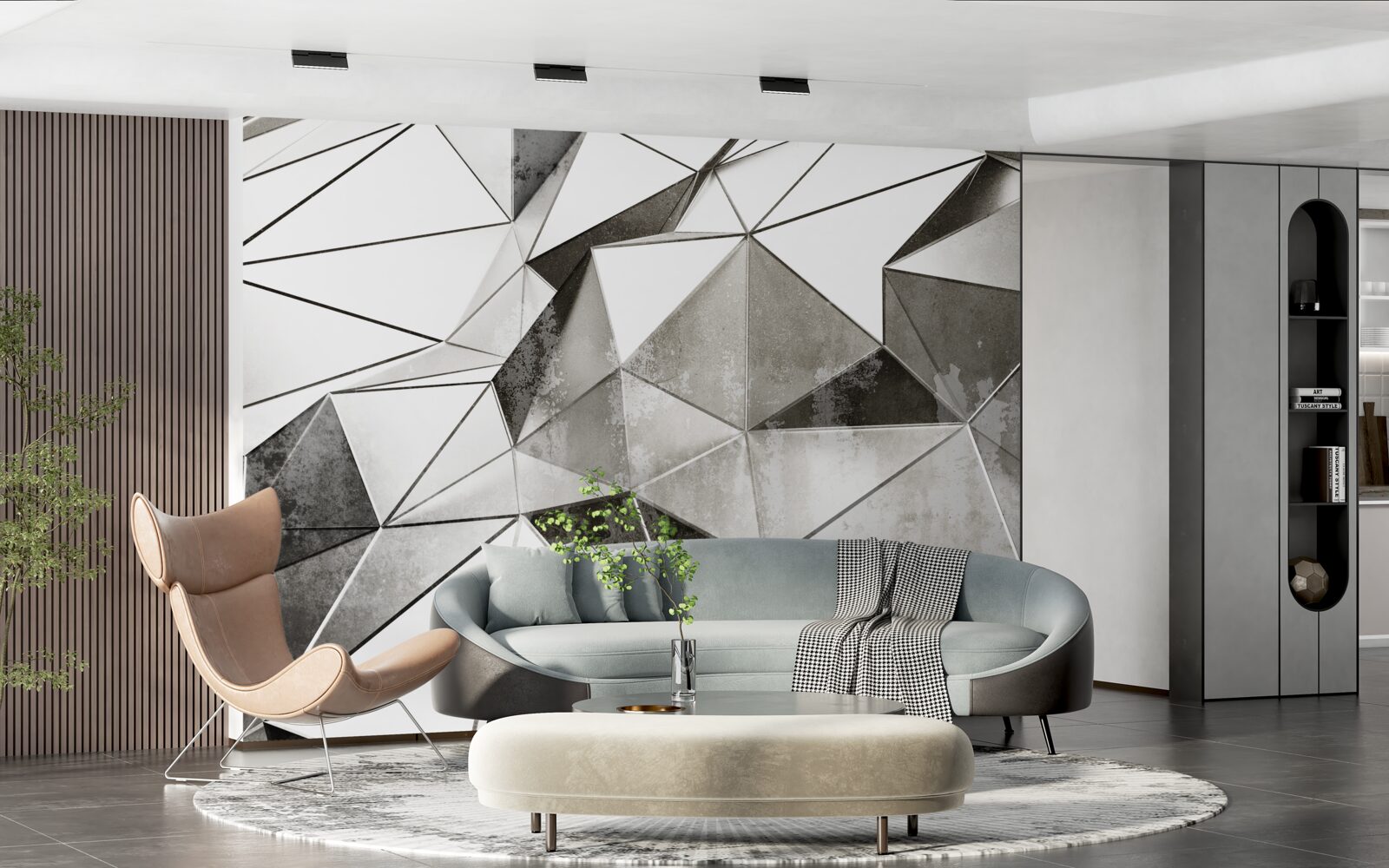 Фотошпалери абстрактний чорно-білий фон у геометричному стилі