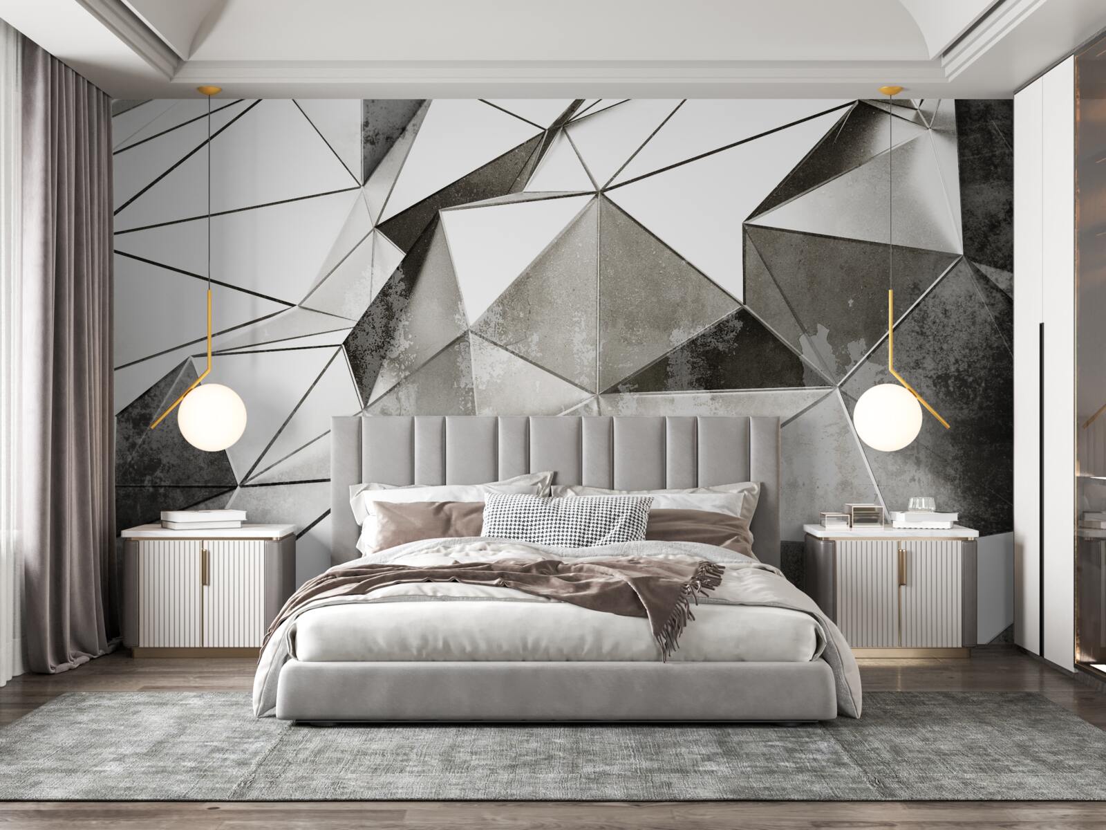 Фотошпалери абстрактний чорно-білий фон у геометричному стилі