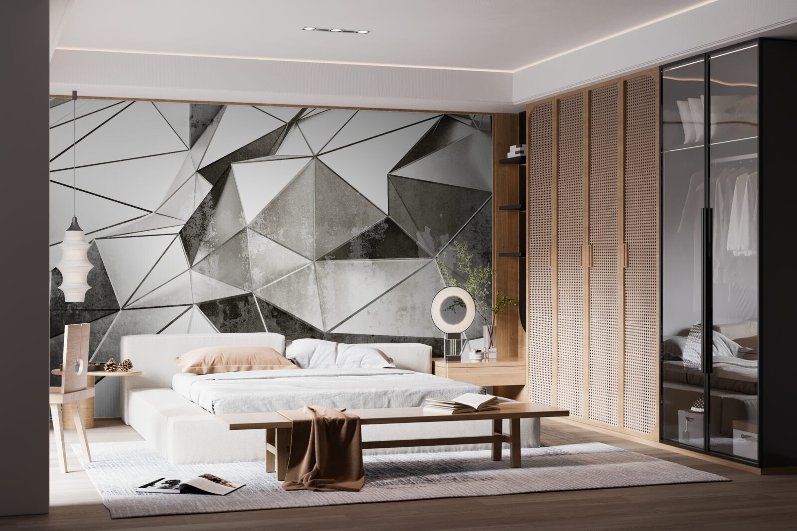 Фотошпалери абстрактний чорно-білий фон у геометричному стилі