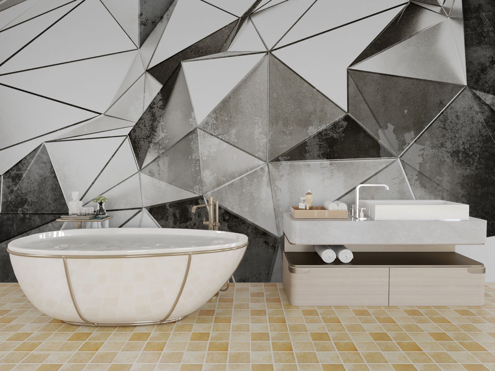 Фотошпалери абстрактний чорно-білий фон у геометричному стилі