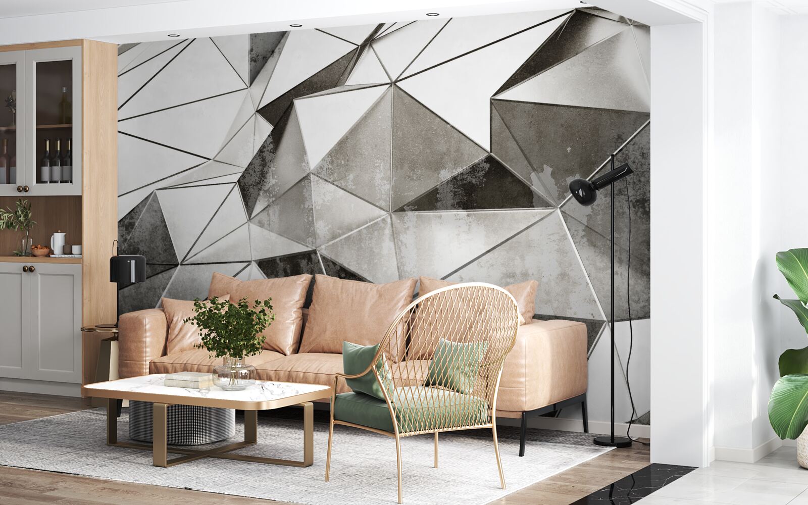 Фотошпалери абстрактний чорно-білий фон у геометричному стилі