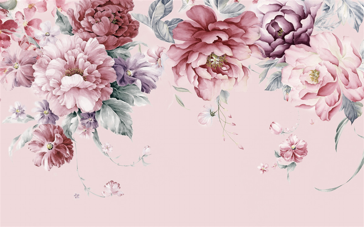 Фотошпалери різні рожеві квіти