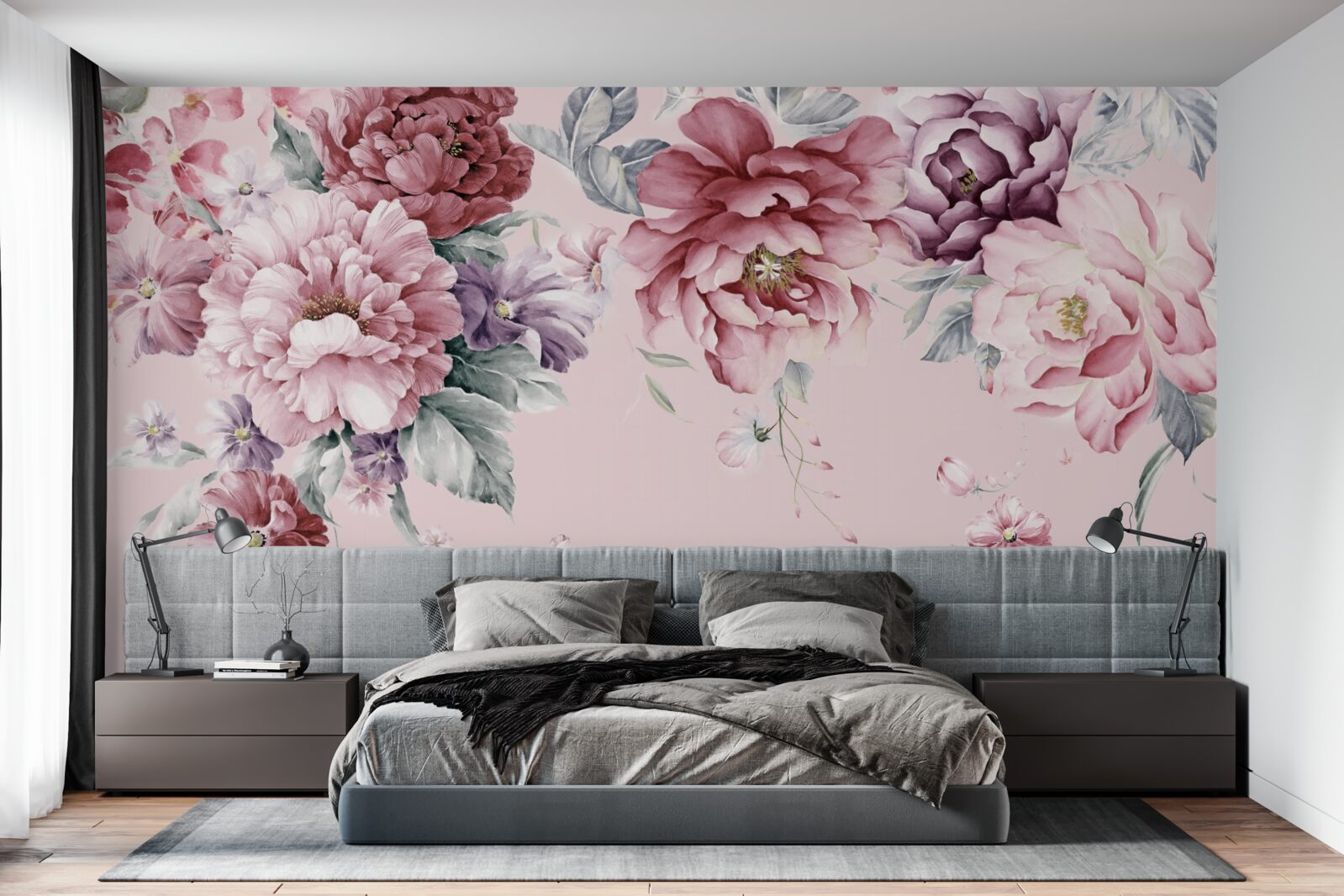 Фотошпалери різні рожеві квіти