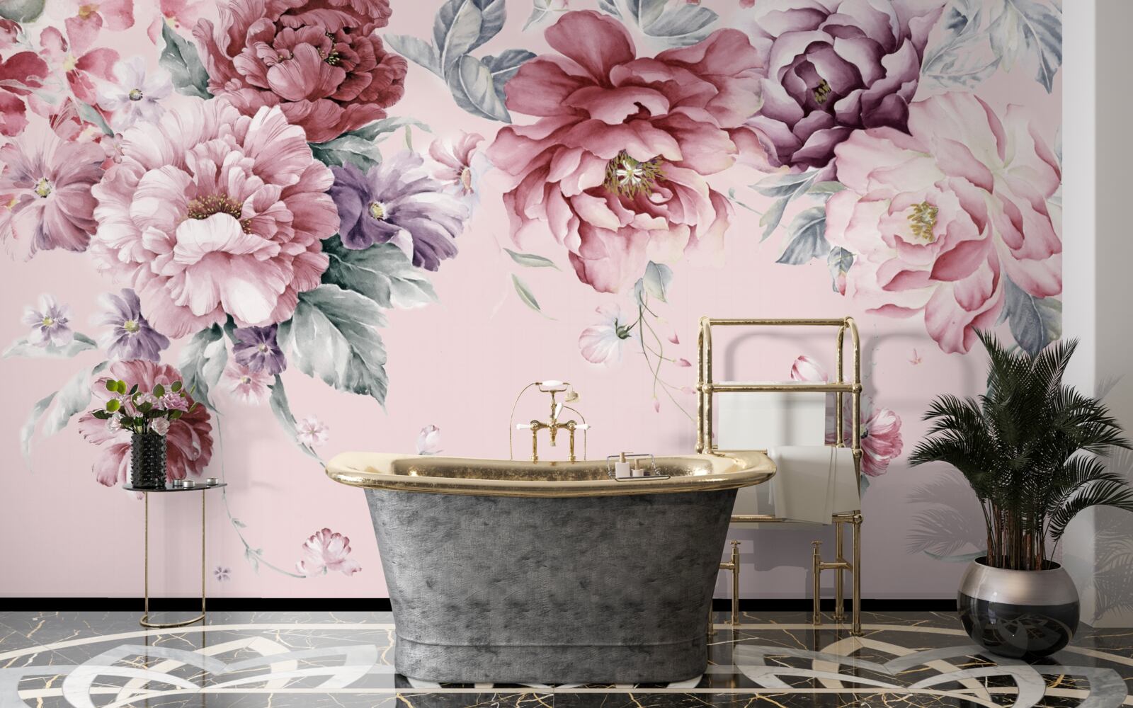 Фотошпалери різні рожеві квіти