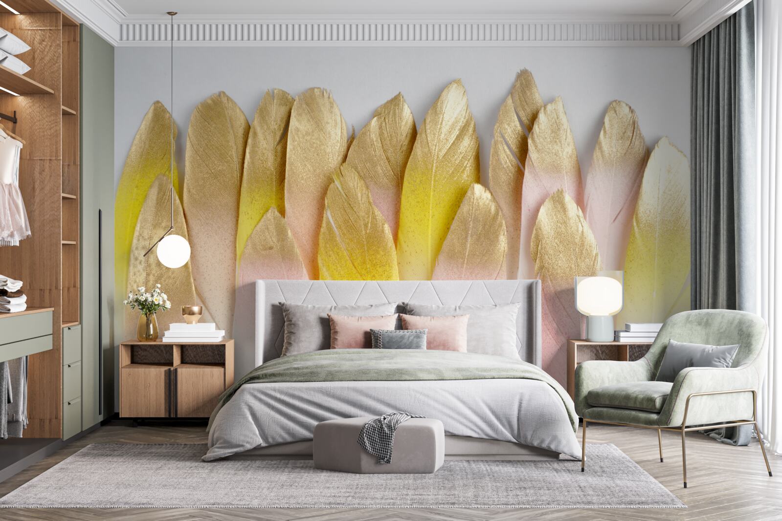 Фотошпалери довге градієнтне пір'я