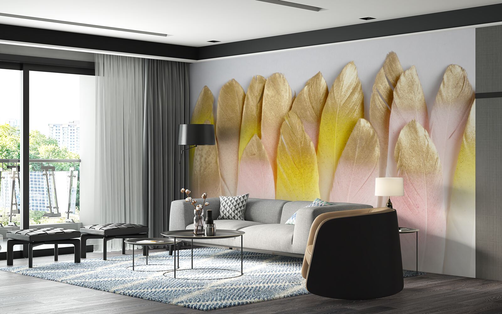 Фотошпалери довге градієнтне пір'я