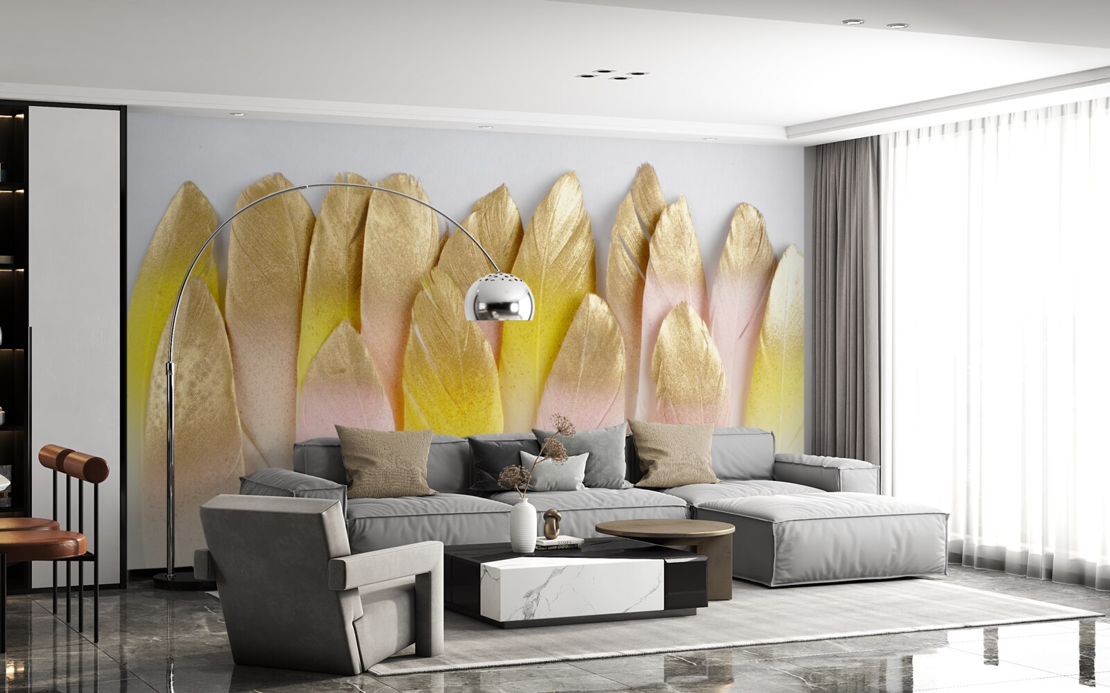 Фотошпалери довге градієнтне пір'я