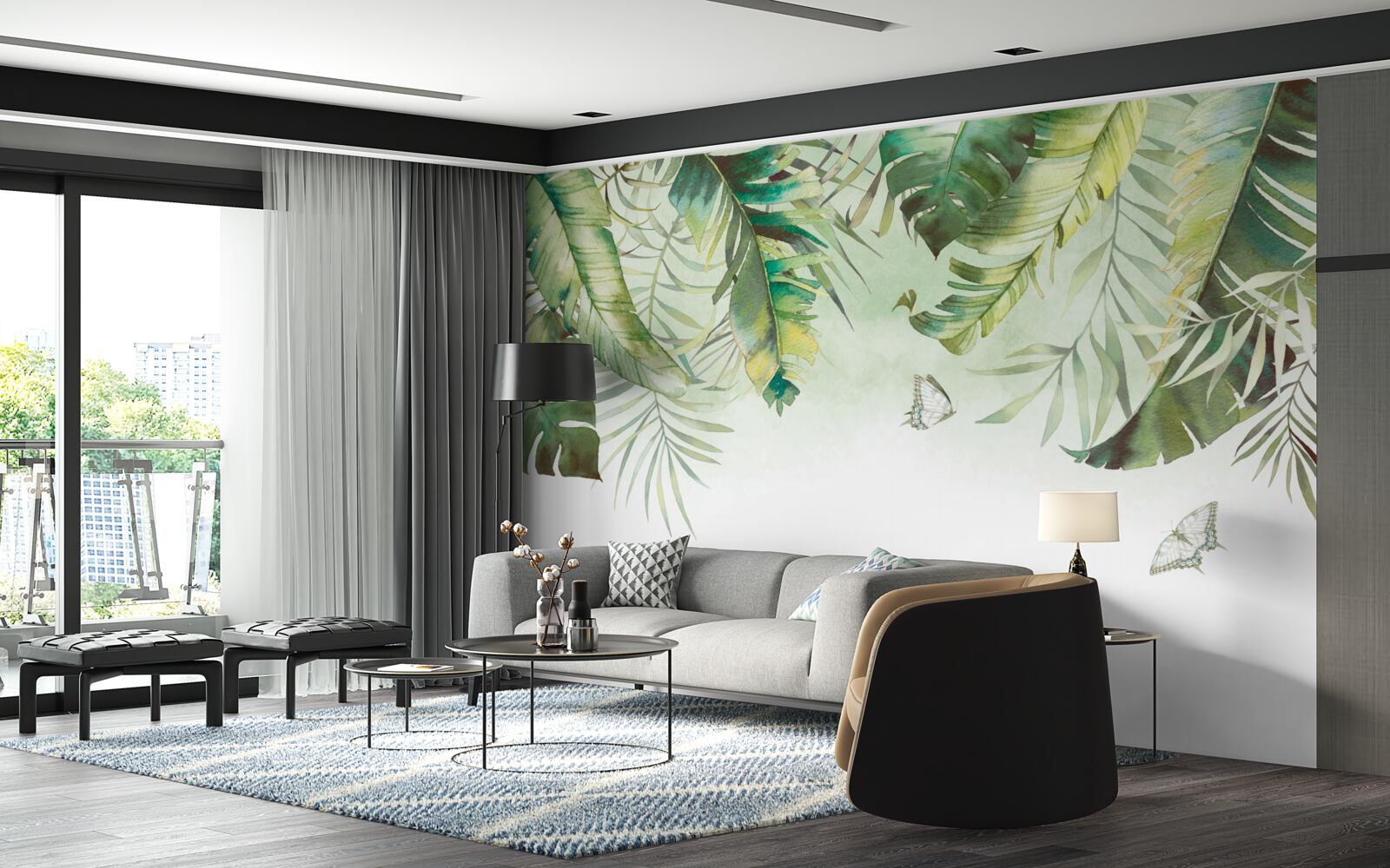 Фотошпалери Лускокрилі серед тропічного листя