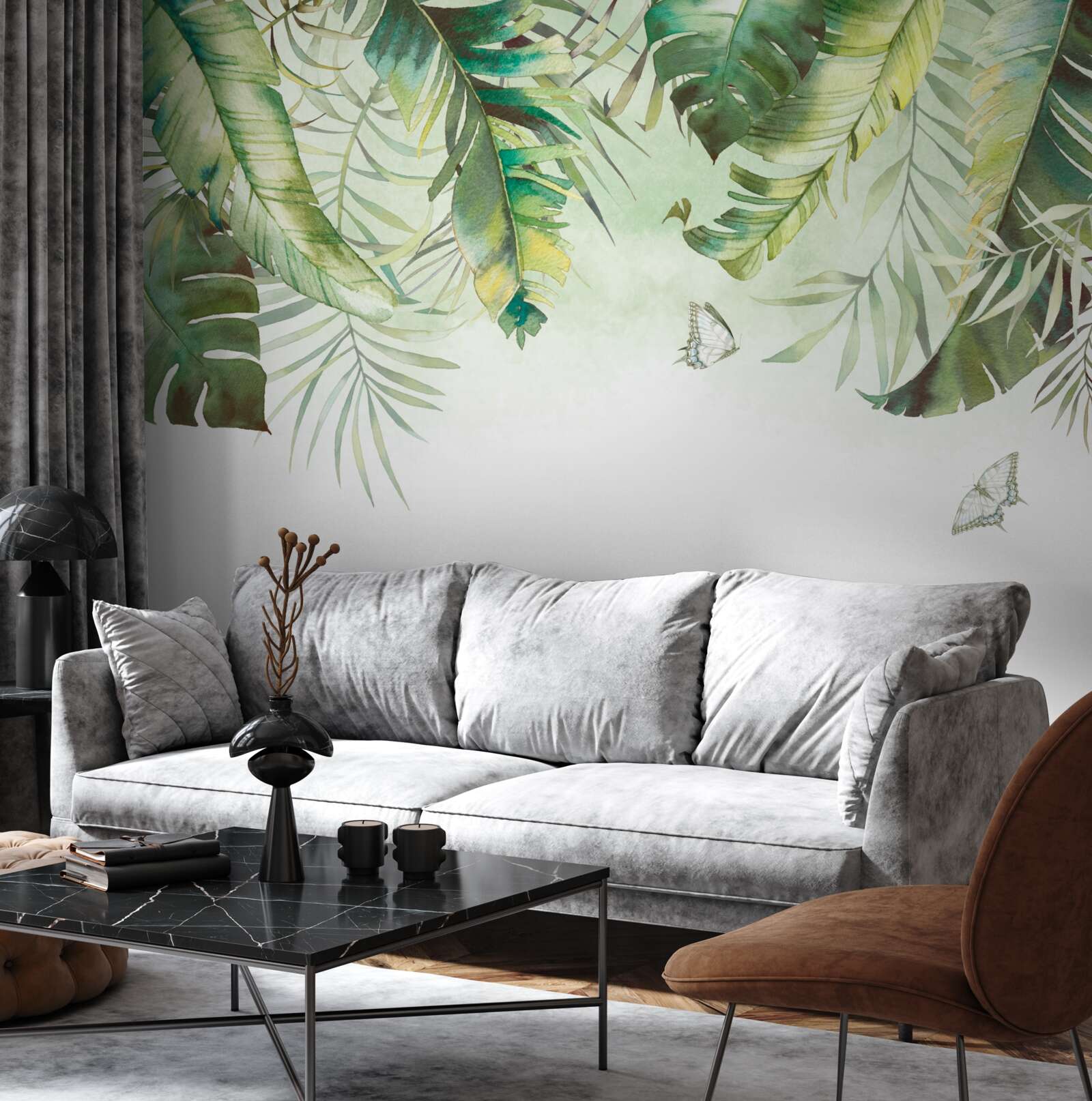 Фотошпалери Лускокрилі серед тропічного листя