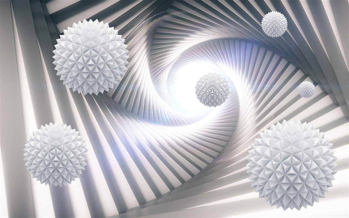 Фотошпалери білі кульки та абстрактні спіралі