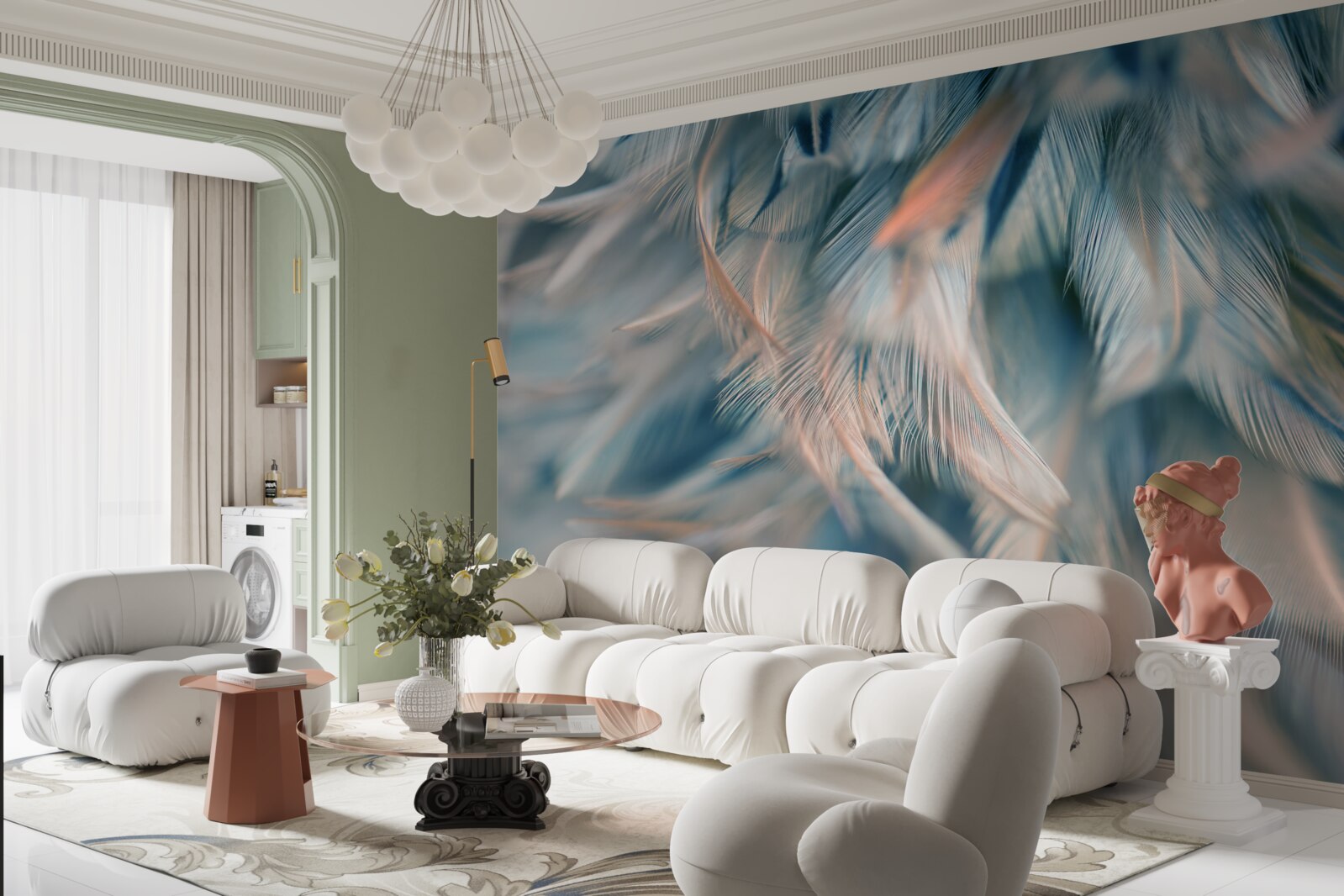 Фотошпалери м'який фон з різного пір'я