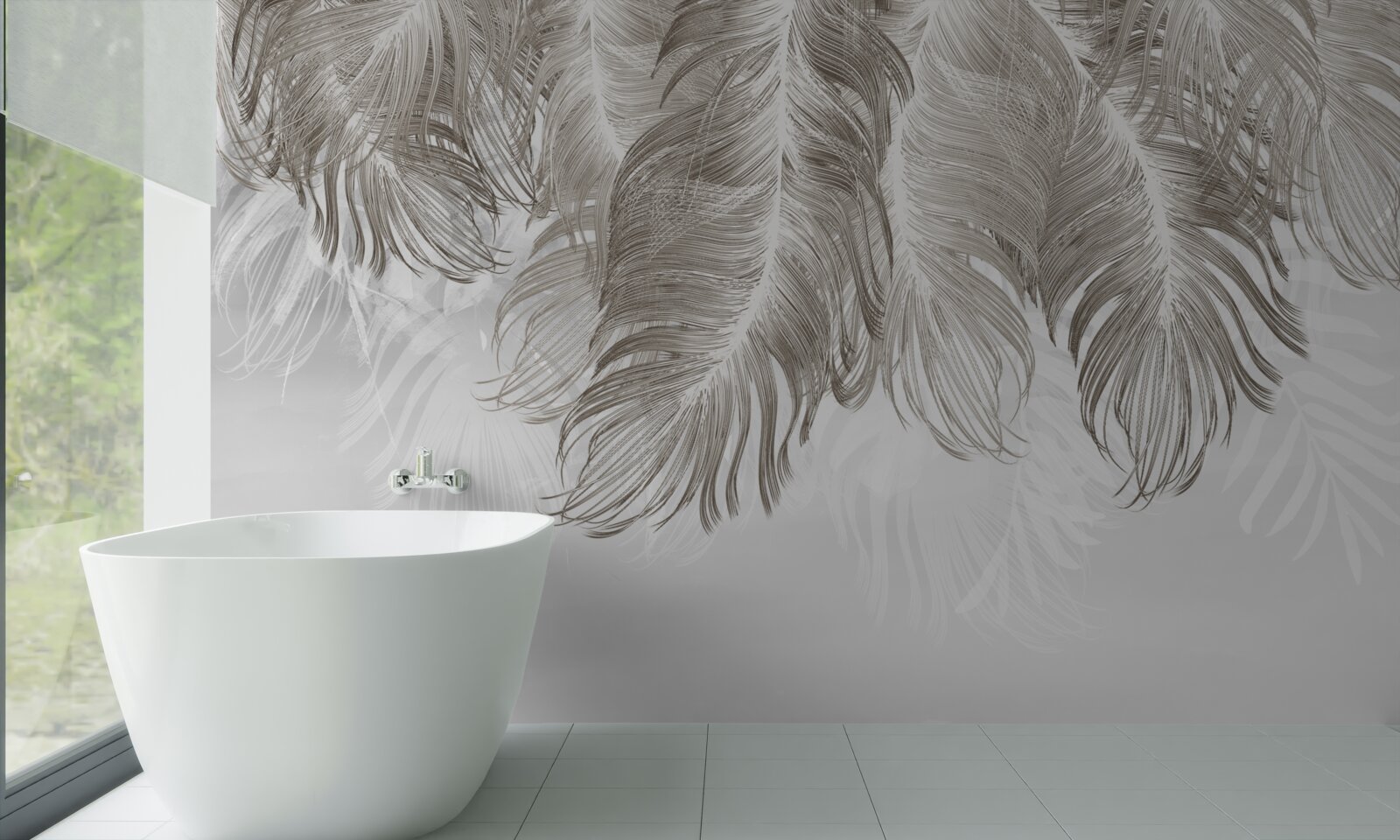 Фотошпалери пір'я, що висить у повітрі внизу