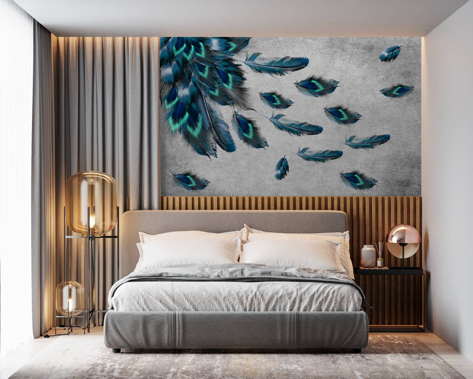 Фотошпалери павине пір'я, що відлітає