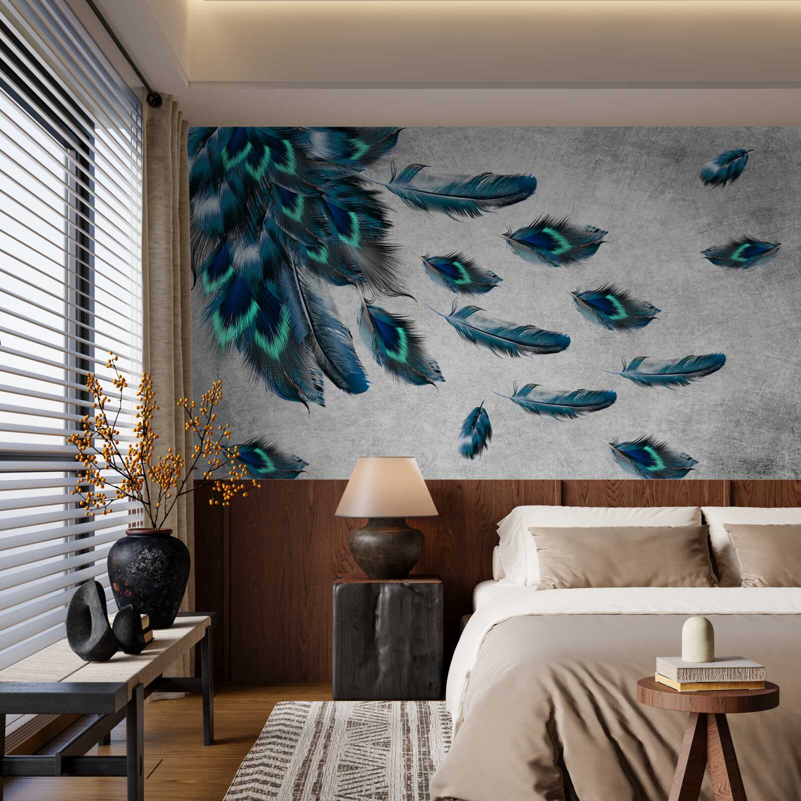 Фотошпалери павине пір'я, що відлітає