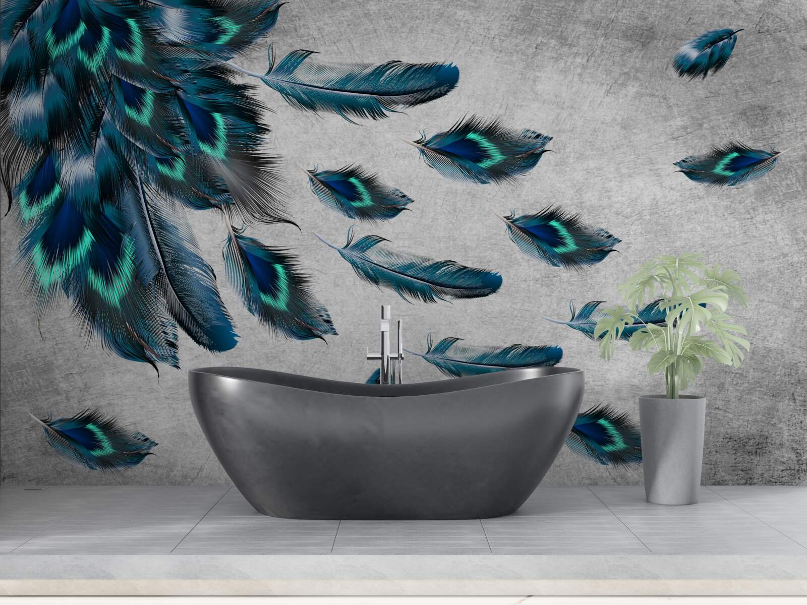 Фотошпалери павине пір'я, що відлітає