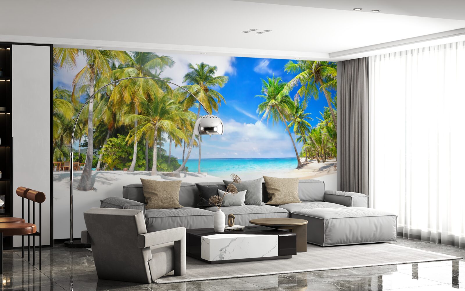 Фотошпалери берег океану з піщаною поверхнею