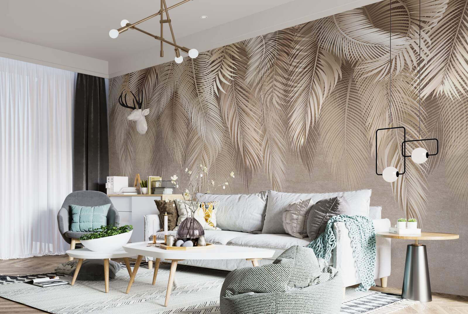 Фотошпалери багато золотих пуховиків