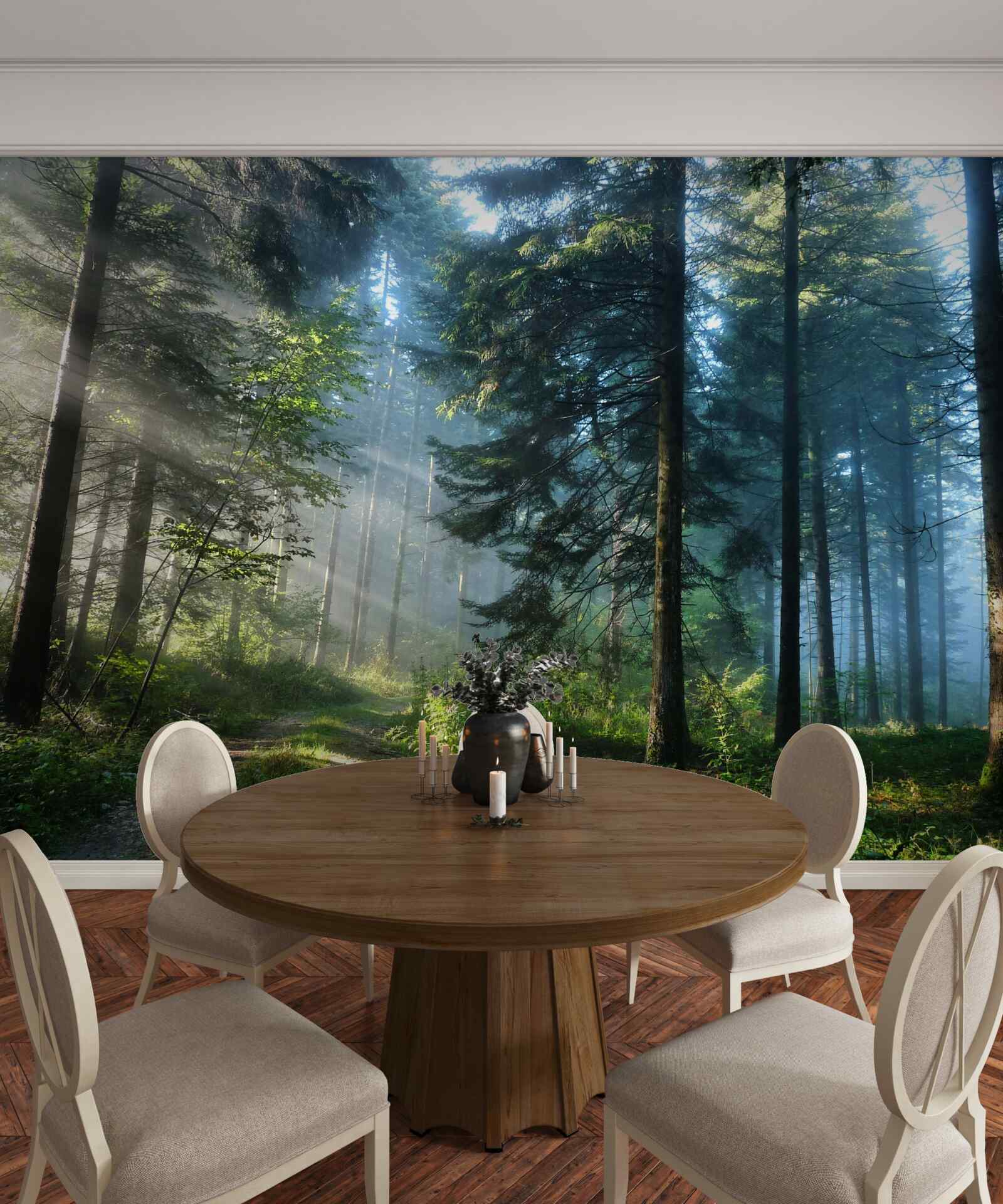 Фотошпалери Шлях через туманний ліс