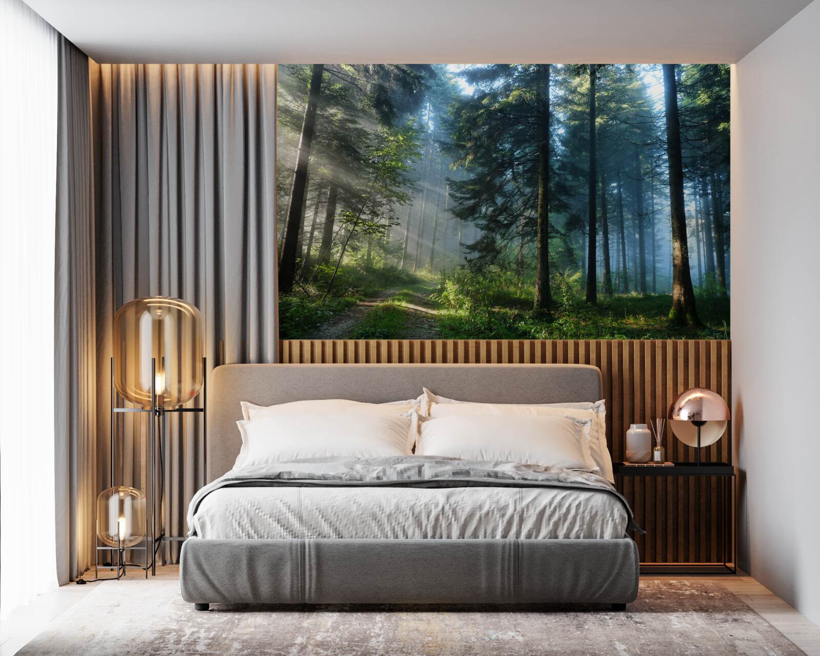 Фотошпалери Шлях через туманний ліс