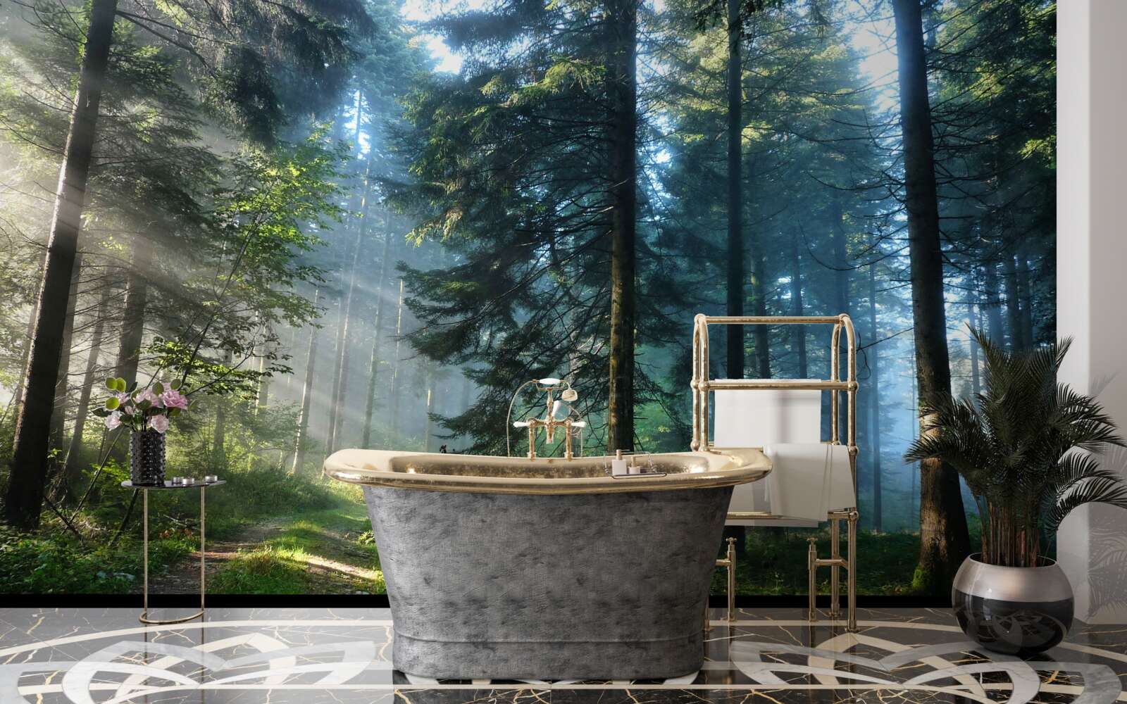 Фотошпалери Шлях через туманний ліс