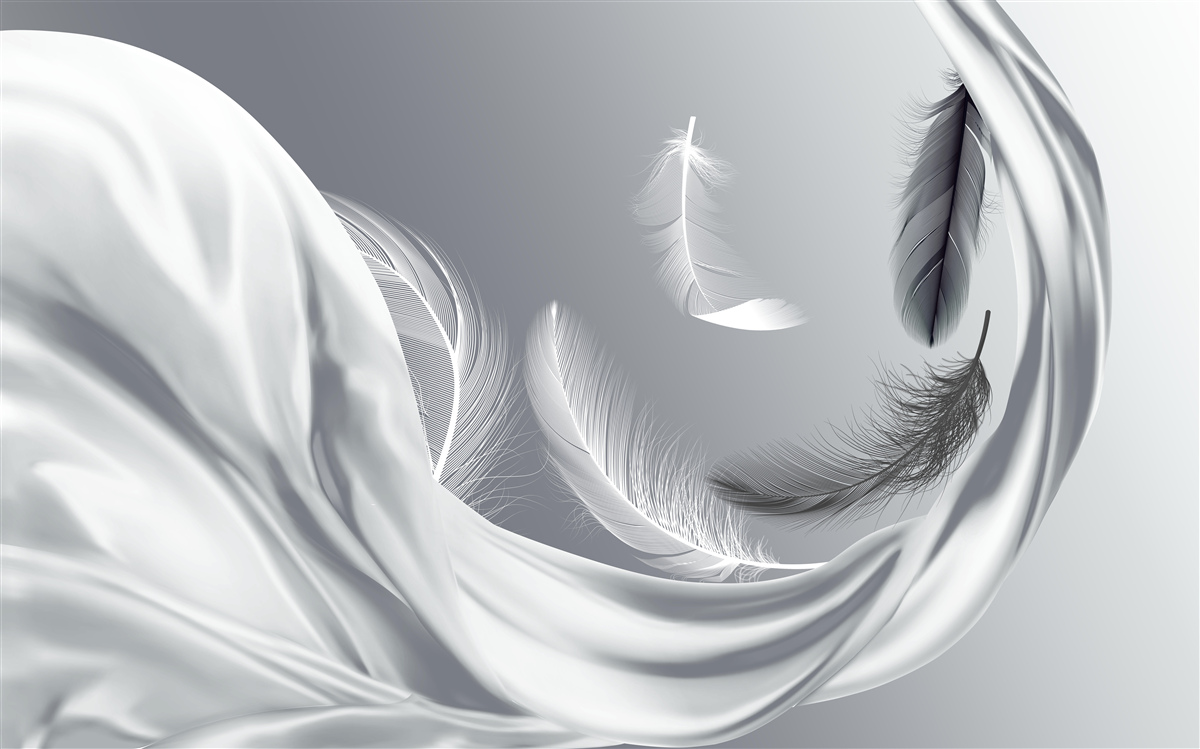 Фотошпалери кручене, глянцеве біле пір'я