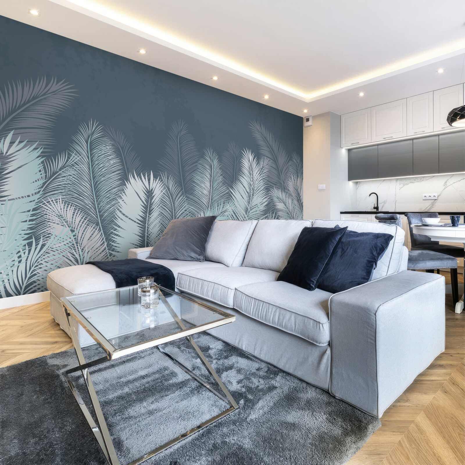 Фотошпалери елегантне бірюзове листя