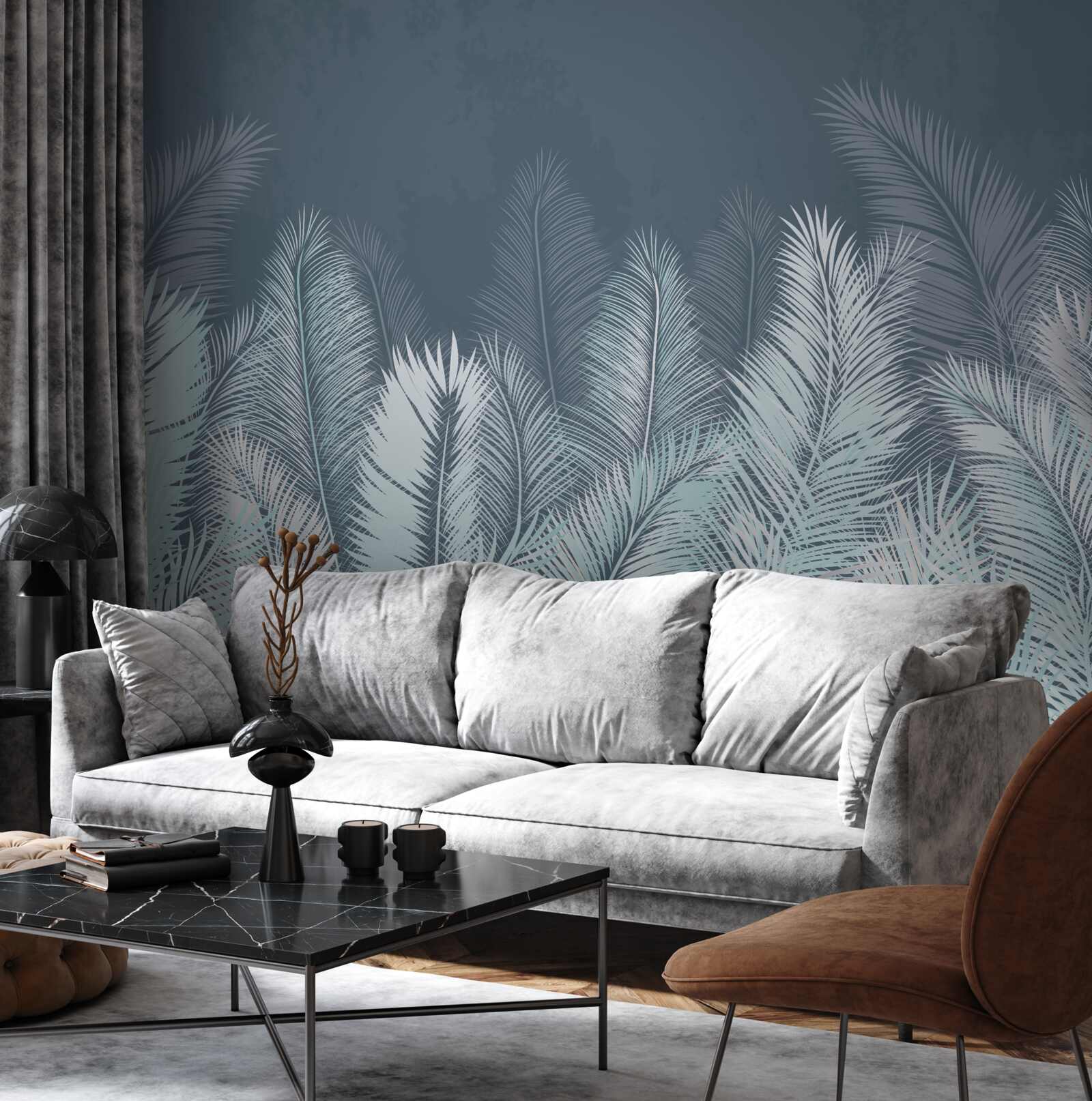 Фотошпалери елегантне бірюзове листя