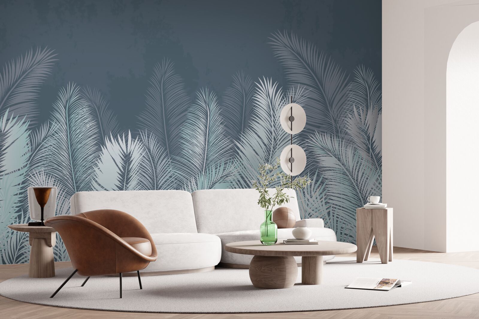 Фотошпалери елегантне бірюзове листя