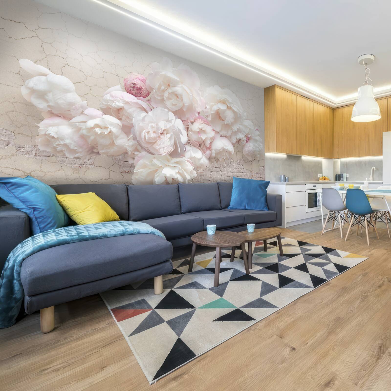 Фотошпалери ніжні півонії в білому та рожевому кольорах