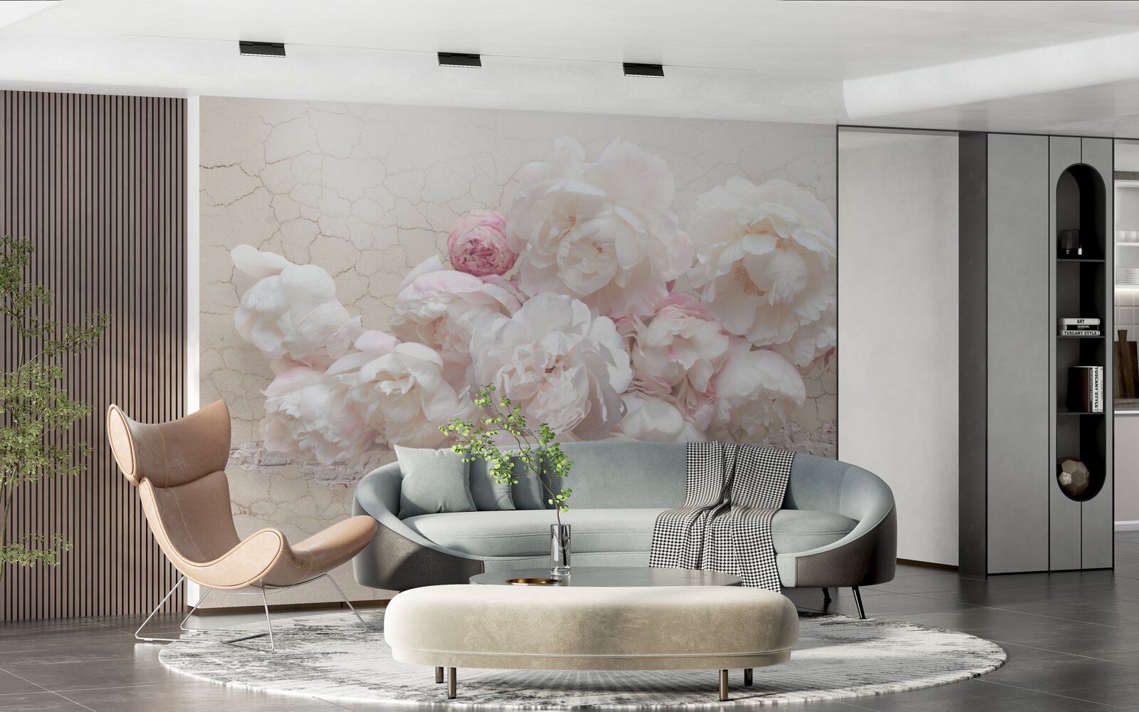 Фотошпалери ніжні півонії в білому та рожевому кольорах