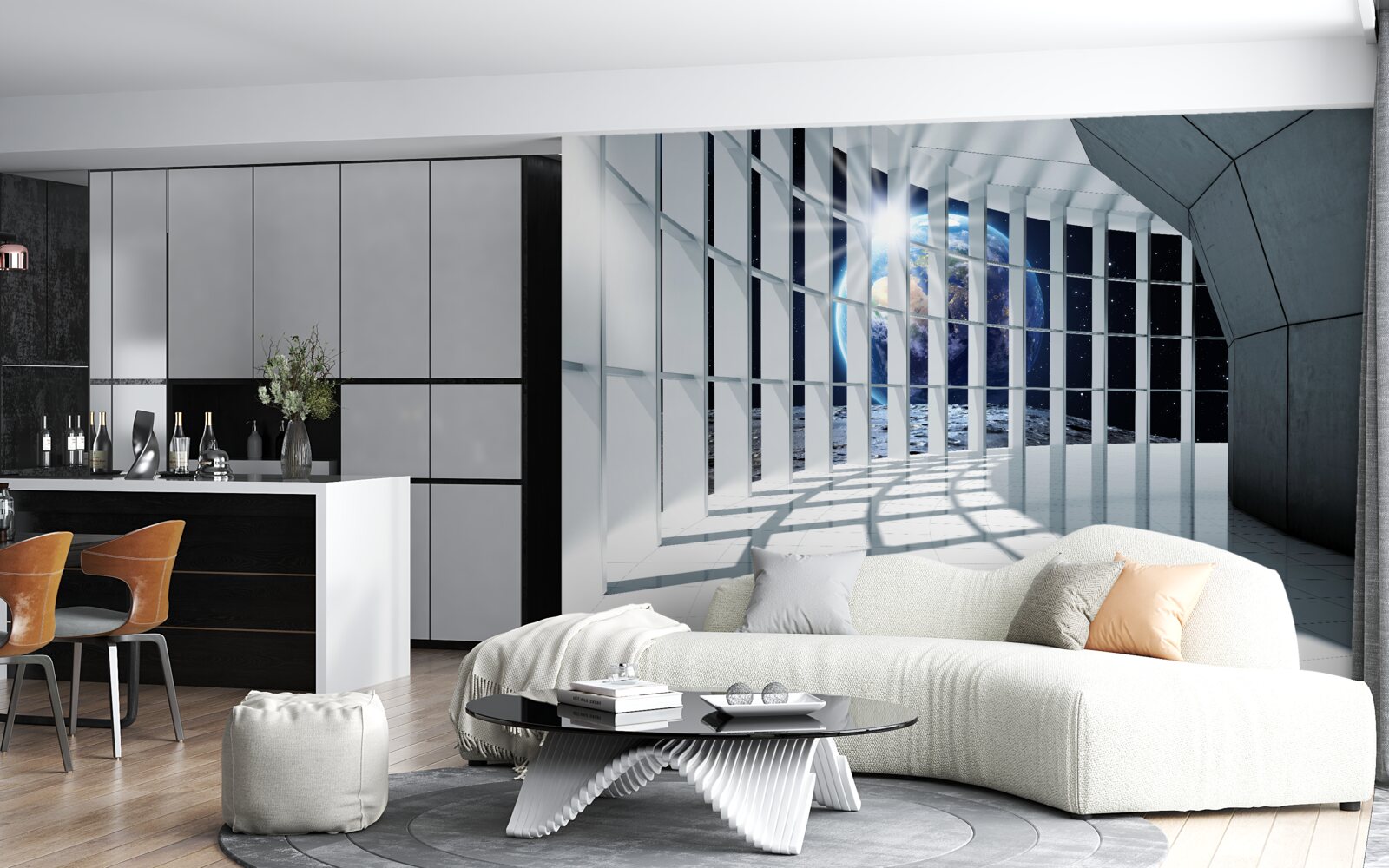 Фотошпалери Світло з планети проникає в прохід будівлі