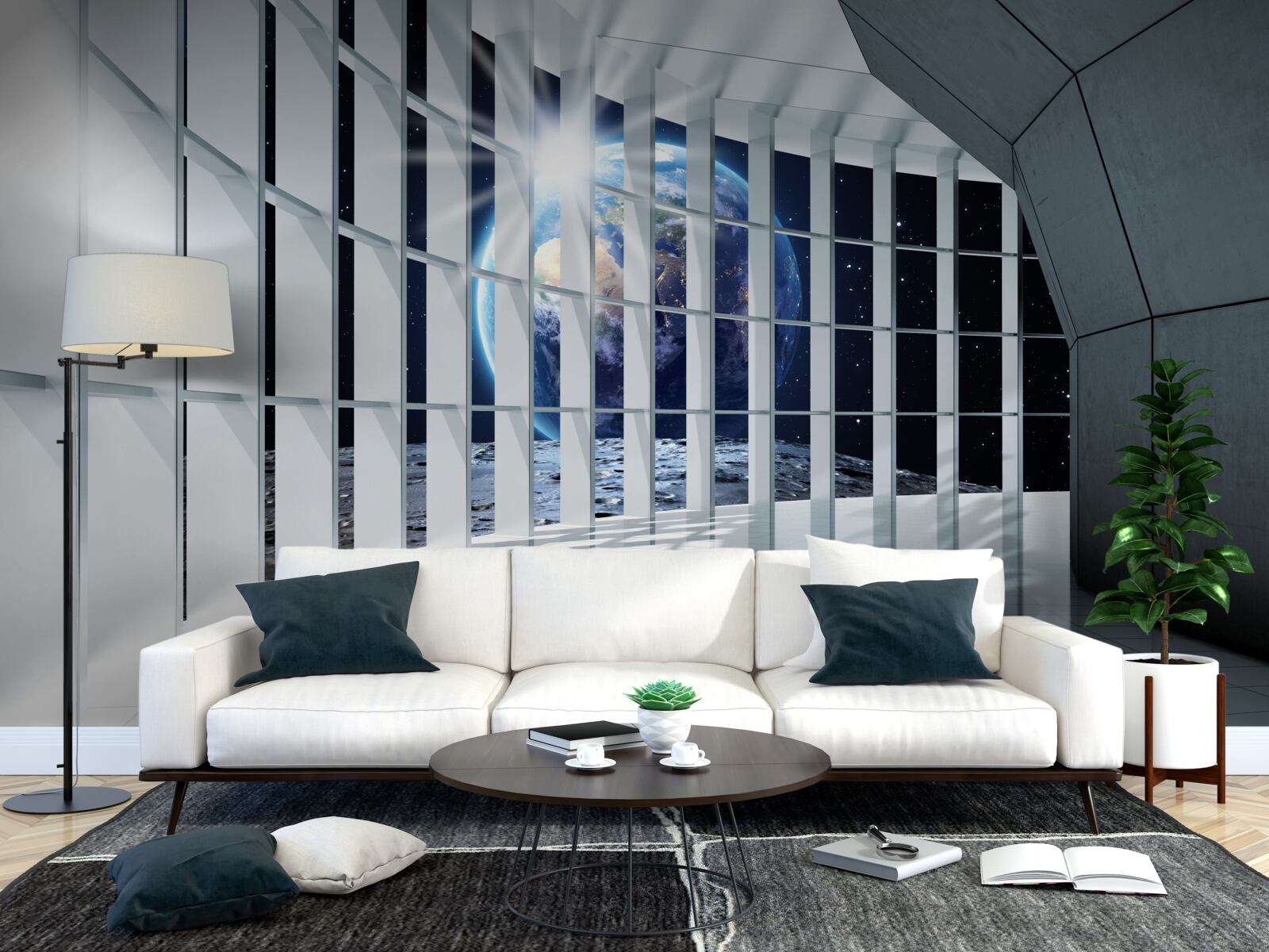 Фотошпалери Світло з планети проникає в прохід будівлі