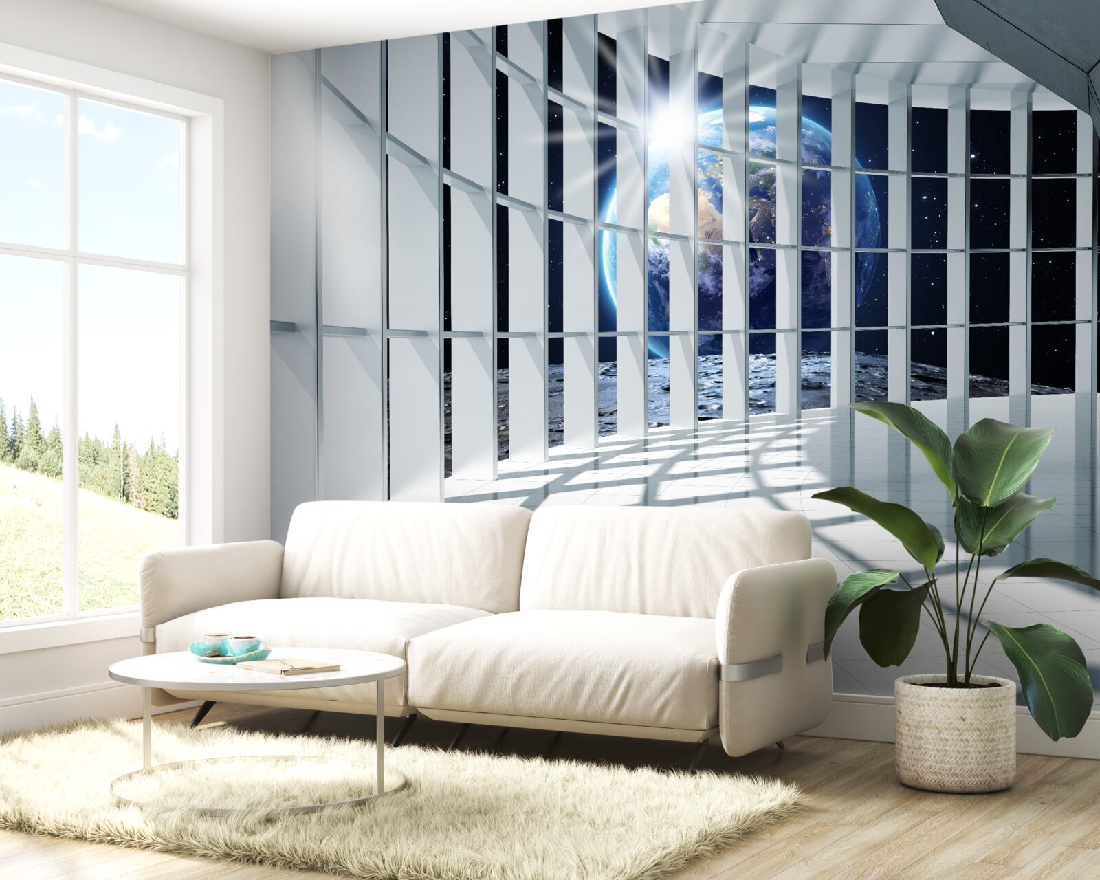 Фотошпалери Світло з планети проникає в прохід будівлі