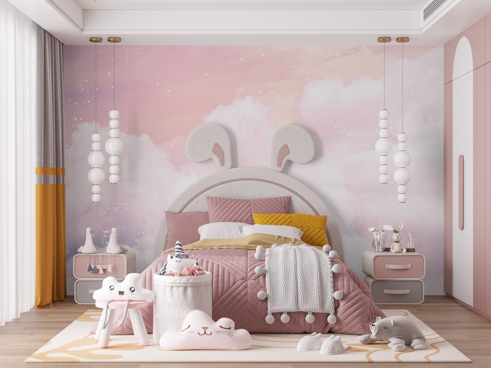 Фотошпалери м'якість рожевих і білих хмар